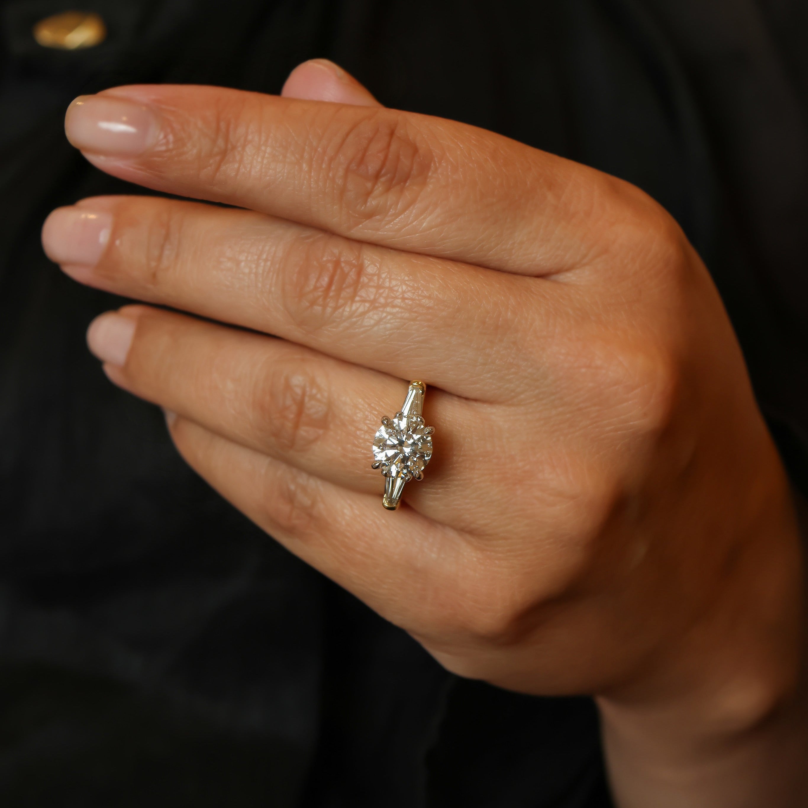 LAB GROWN 3 STONE DIAMOND ENGAGEMENT RING