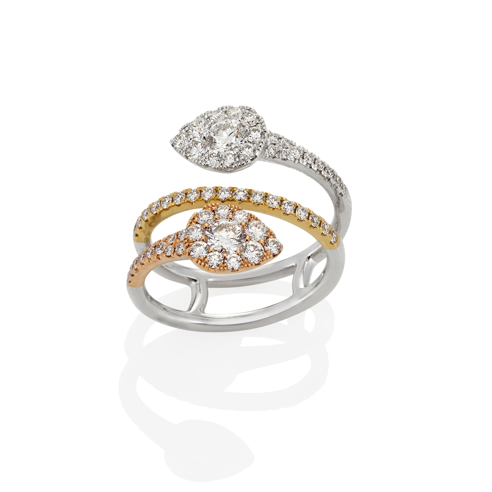 THREE TONE DIAMOND WRAP AROUND RING