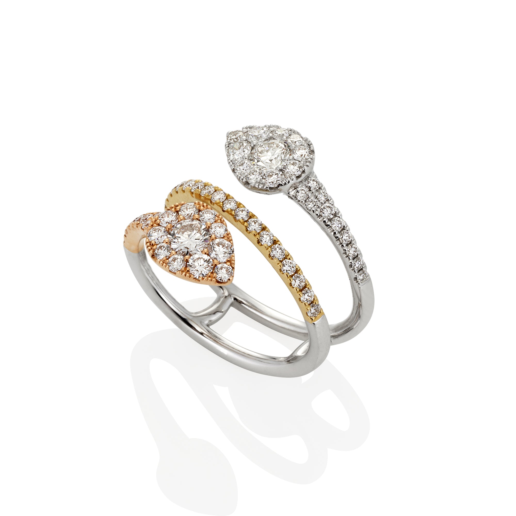 THREE TONE DIAMOND WRAP AROUND RING