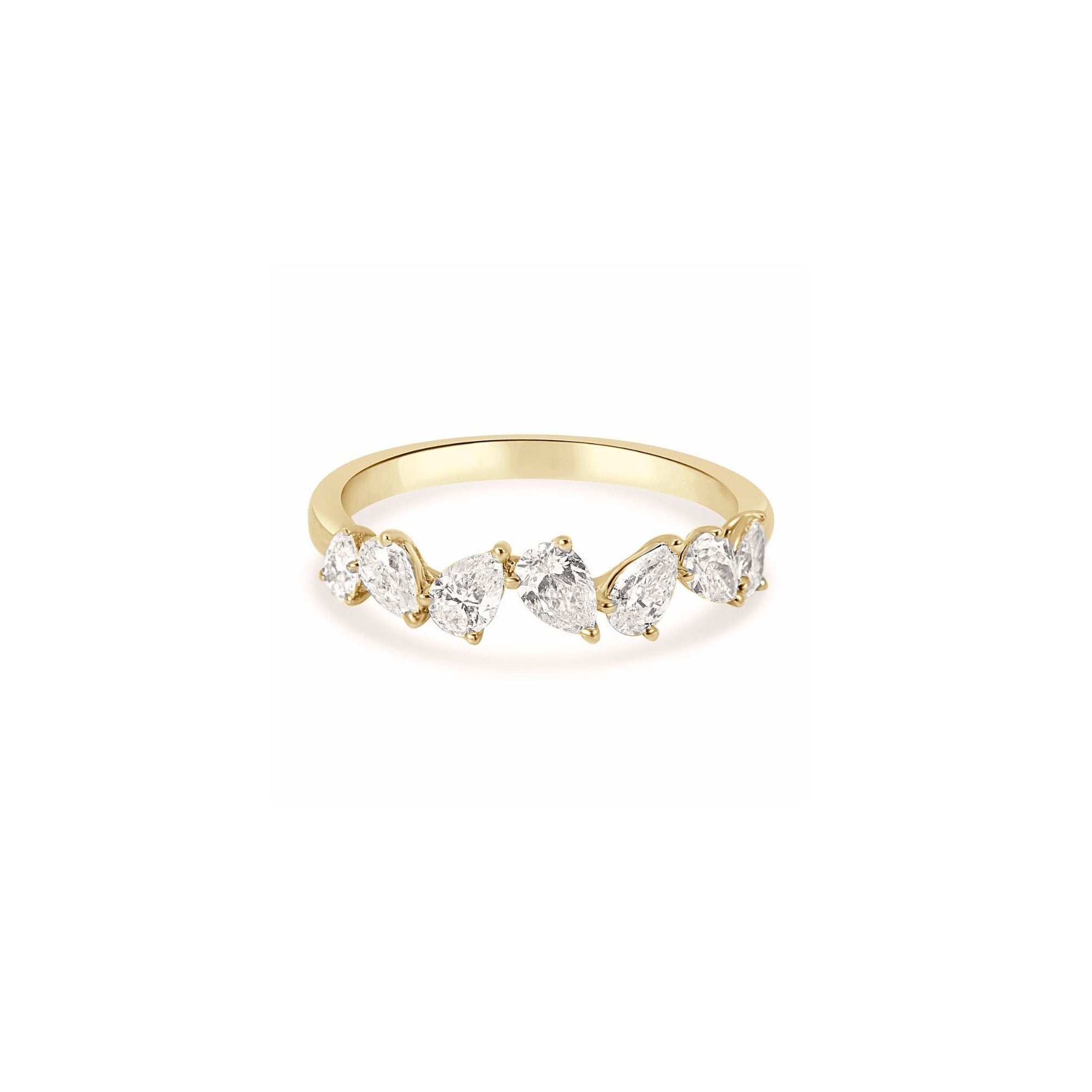 YELLOW GOLD ALTERNATING PEARS RING