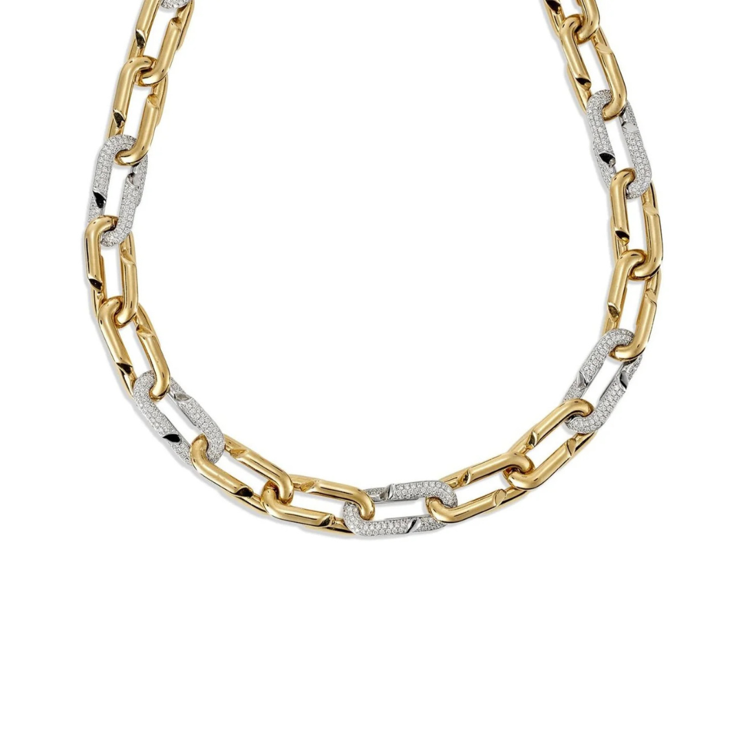 BEAUTÉ TWO TONE DIAMOND SET CHAIN NECKLACE