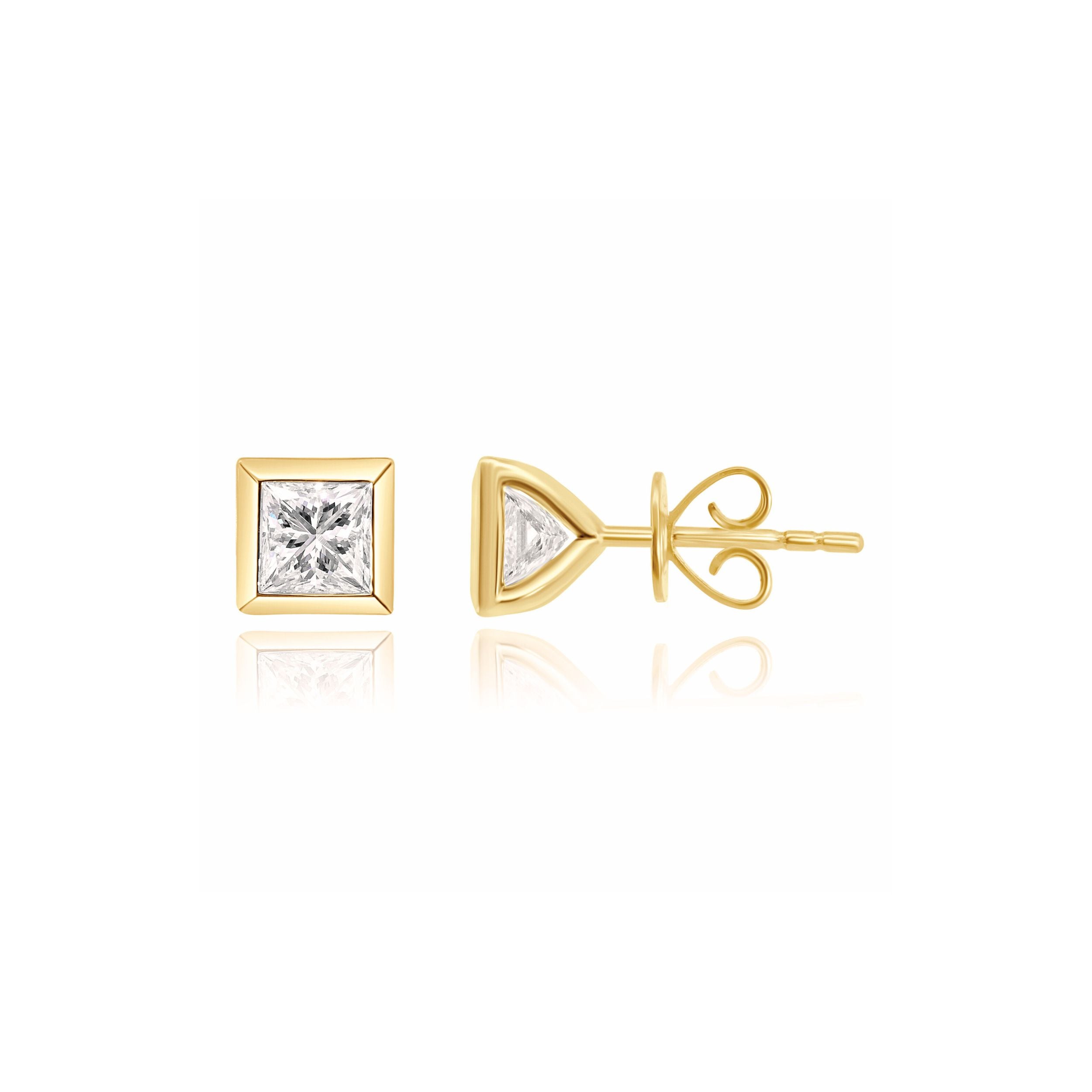 PRINCESS CUT LAB DIAMOND STUDS