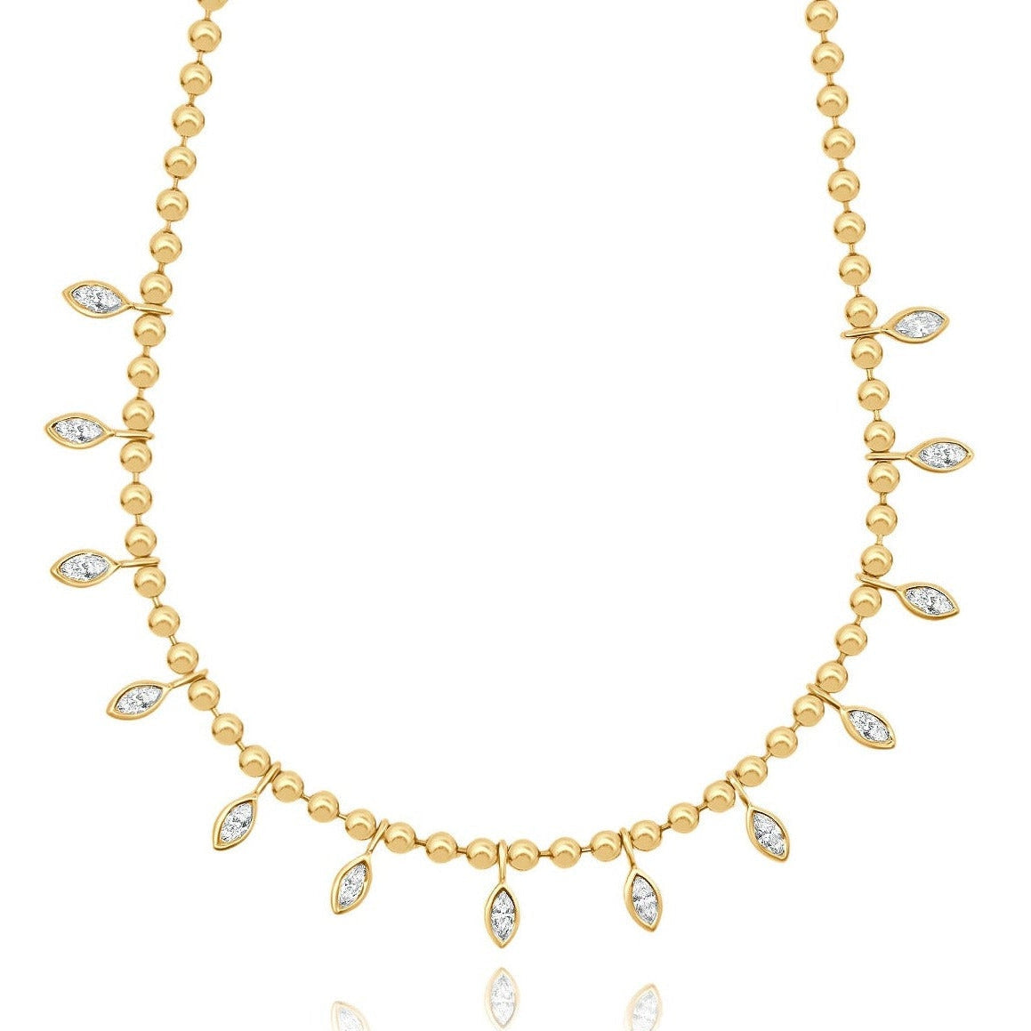MARQUISE DIAMOND GOLD BEAD NECKLET