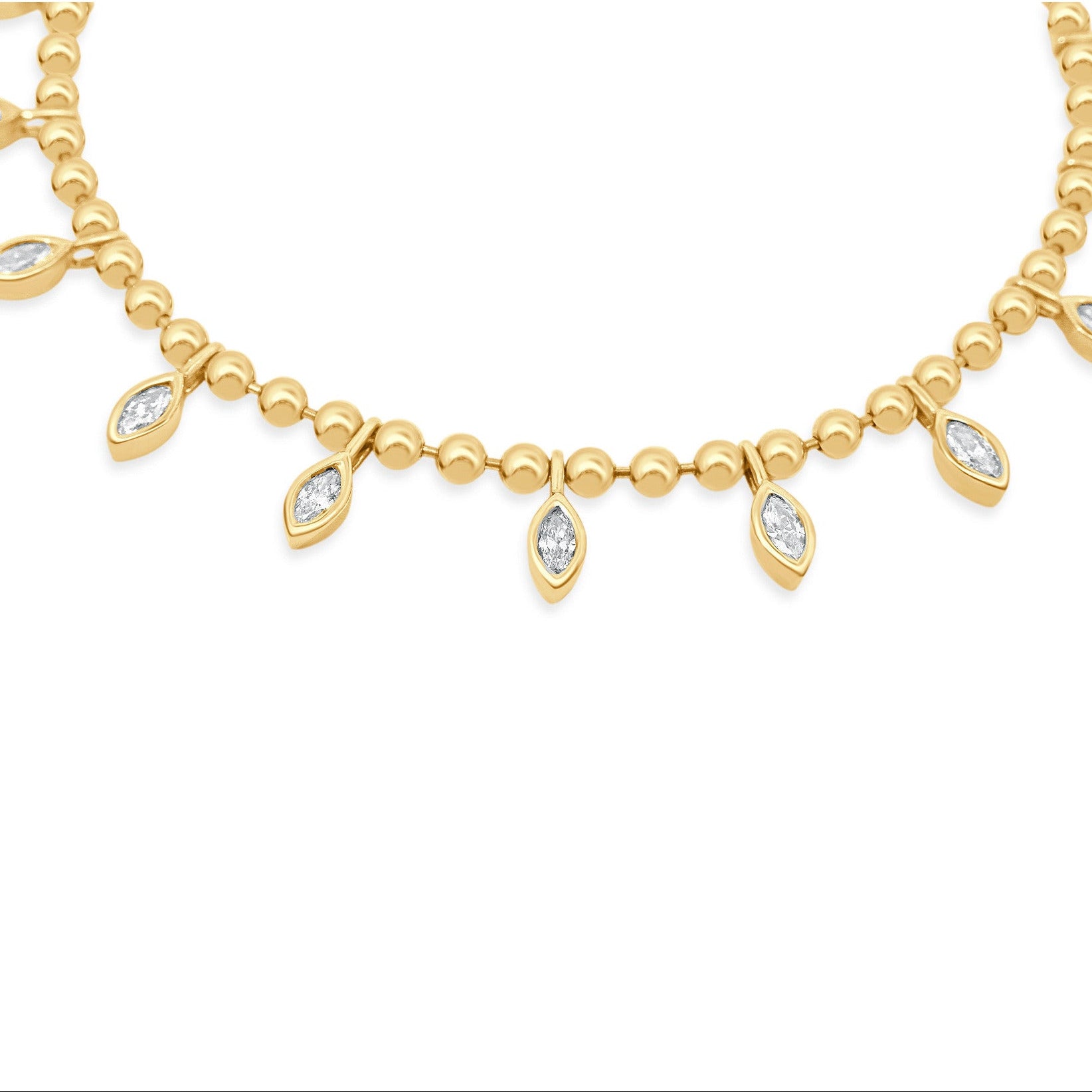MARQUISE DIAMOND GOLD BEAD NECKLET