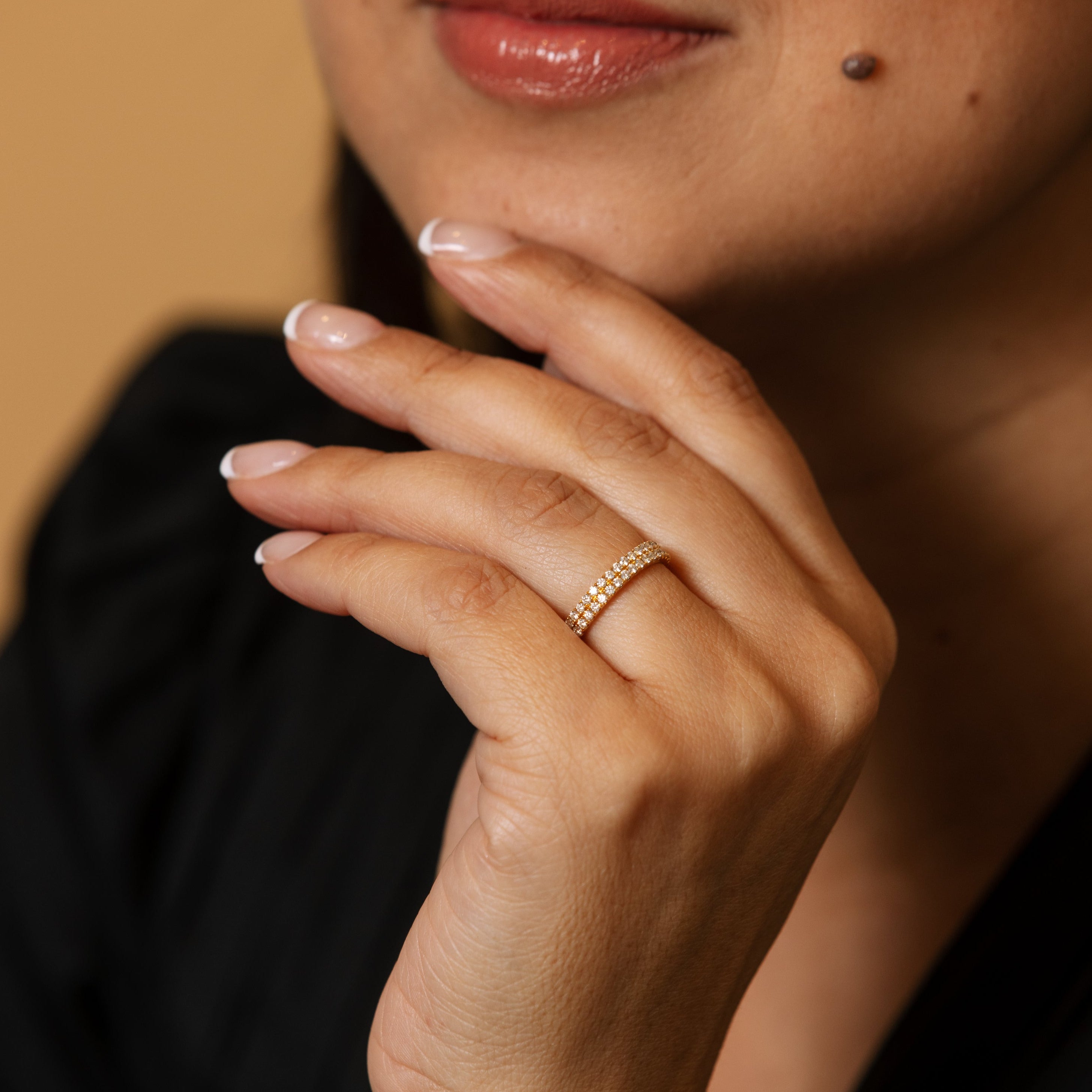 ROSE GOLD DOUBLE ROW CUT CLAW RING