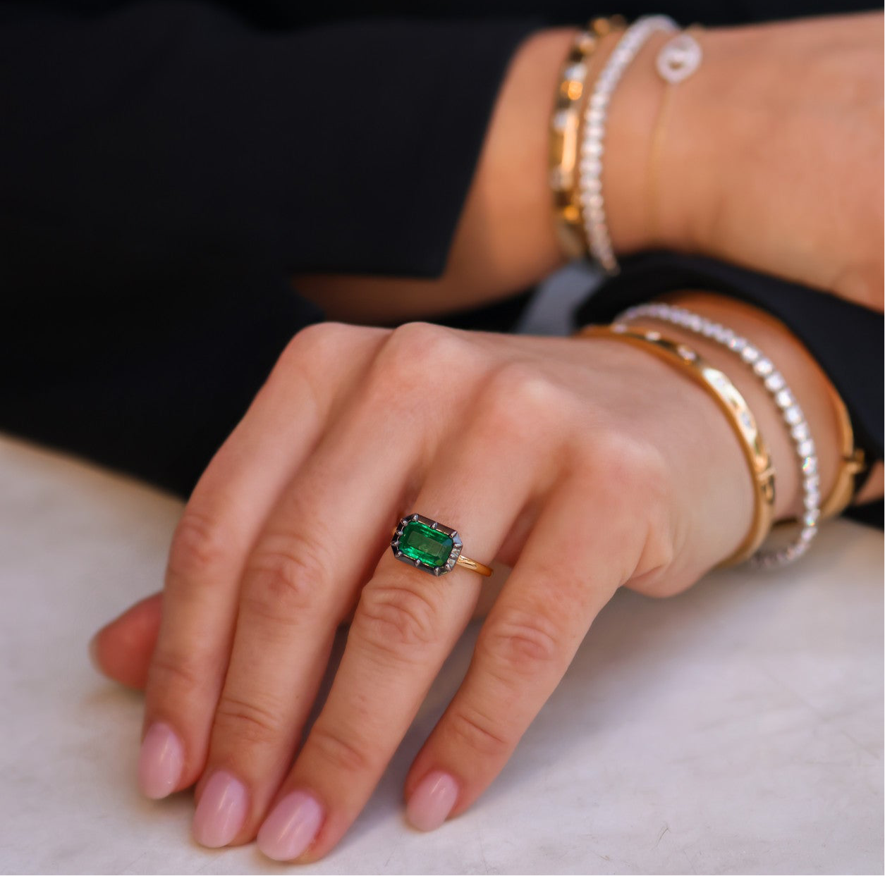 EMERALD CUT ZAMBIAN EMERALD RING