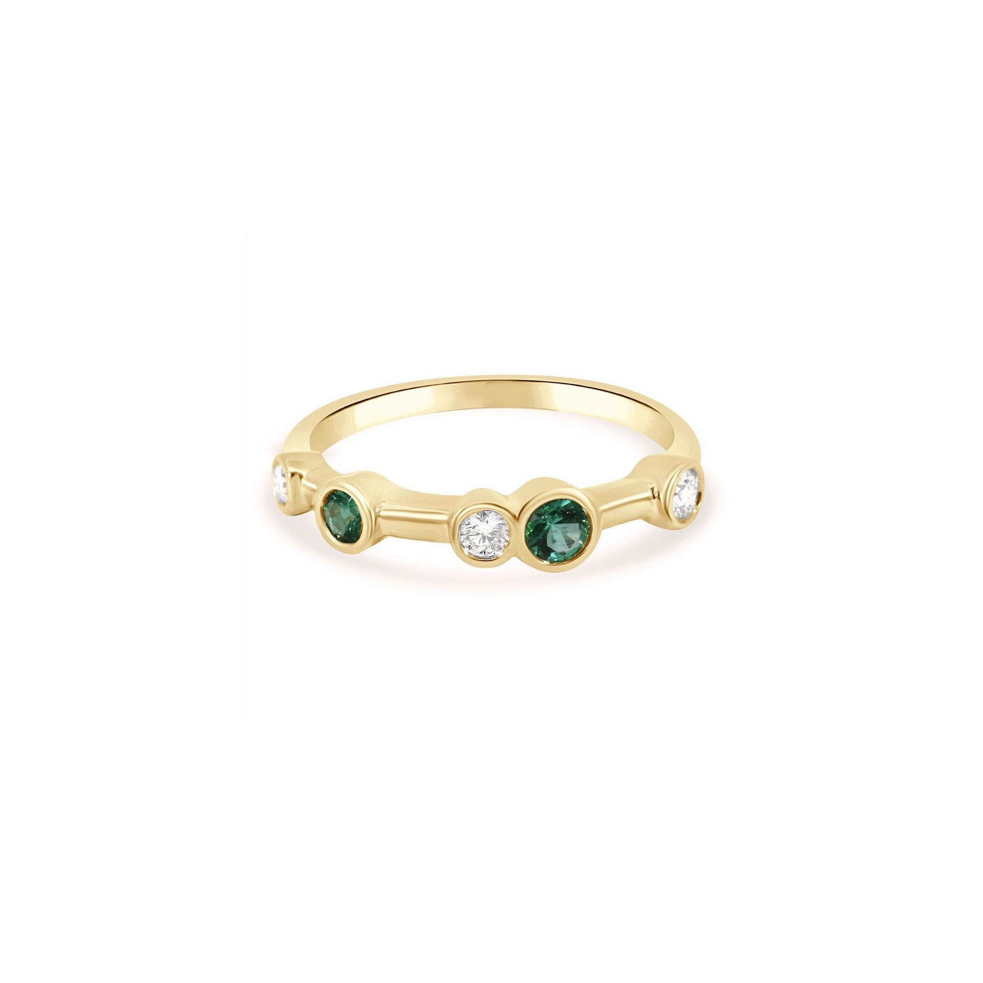 EMERALD & DIAMOND BEZEL SET RING