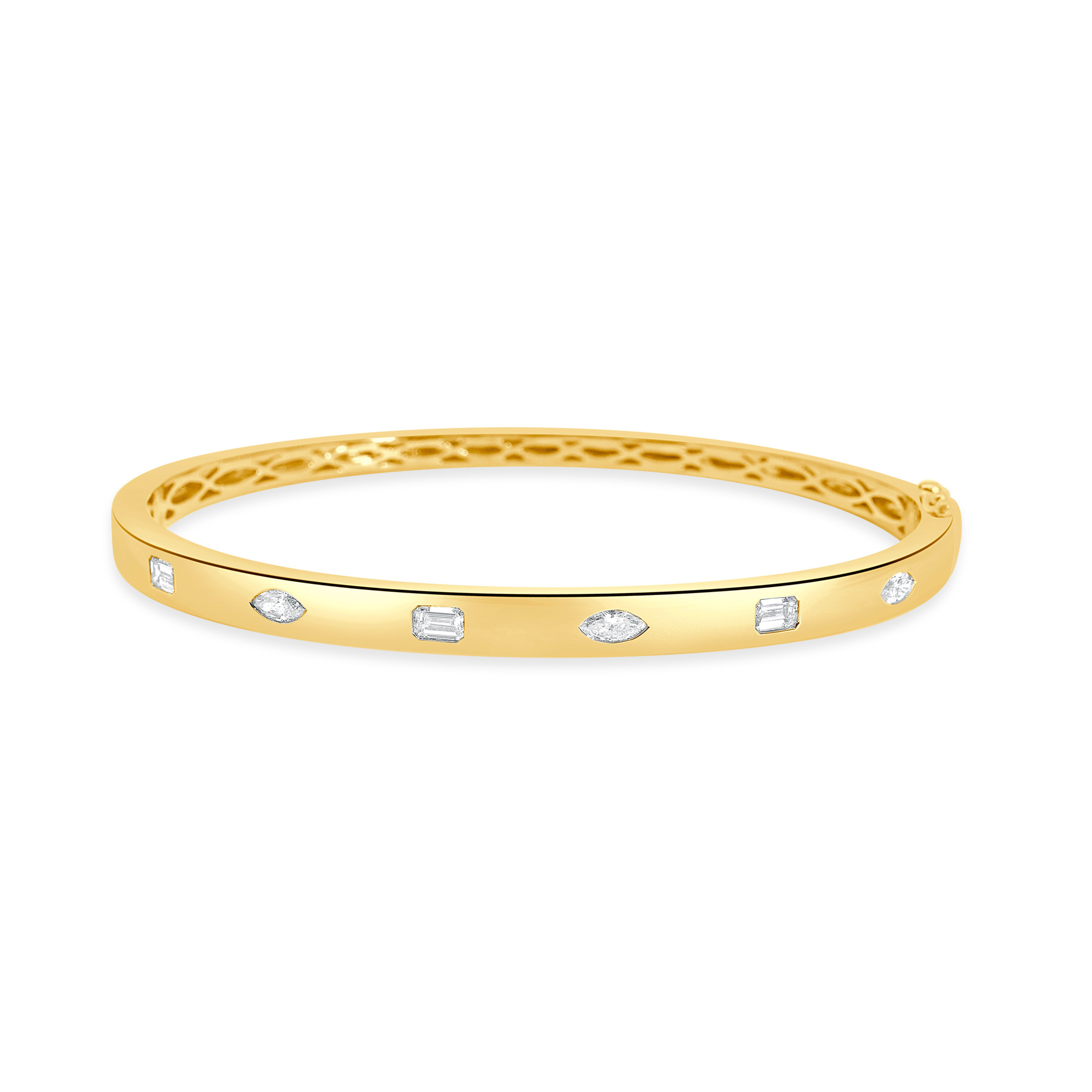 DROP SET MARQUISE & EMERALD CUT DIAMOND FLAT BANGLE