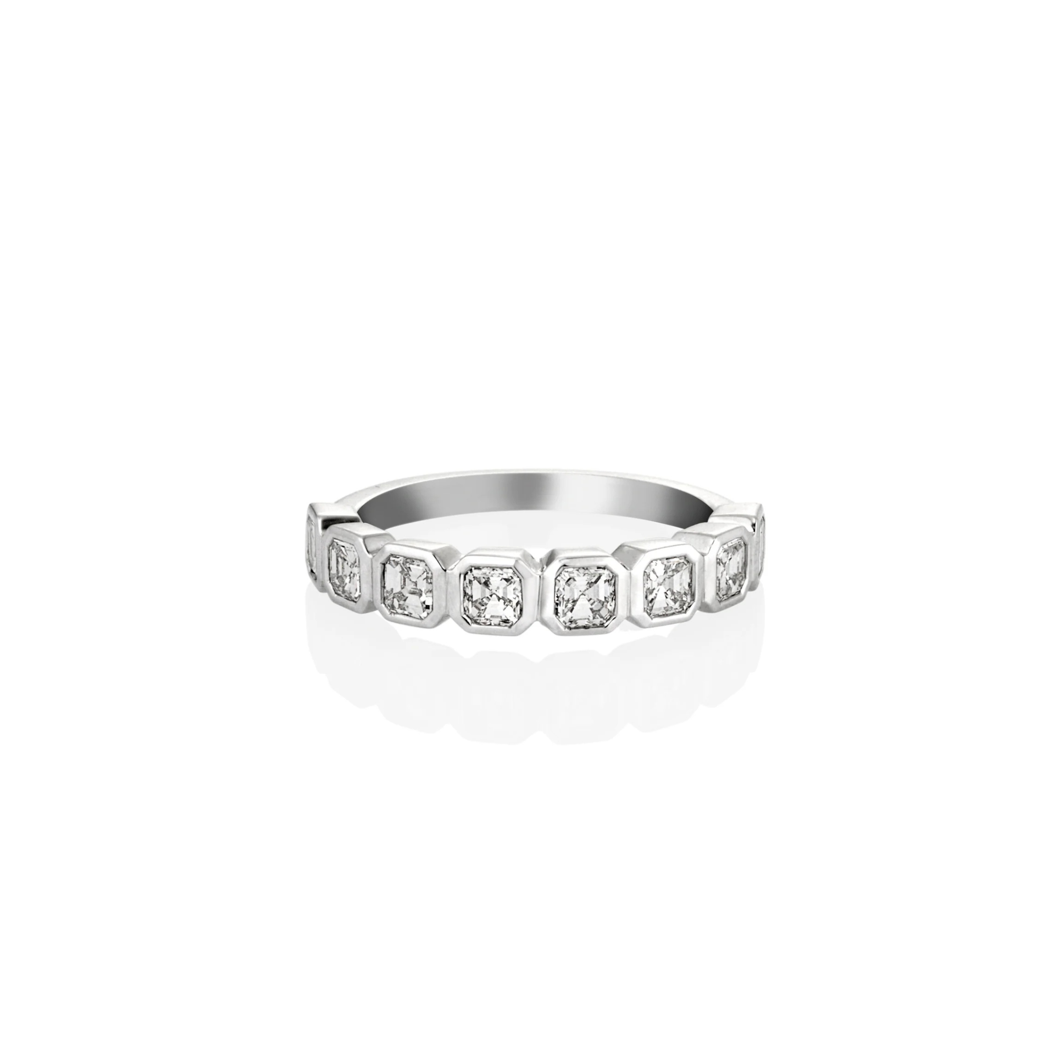 FLAT BEZEL ASSCHER CUT DIAMOND RING
