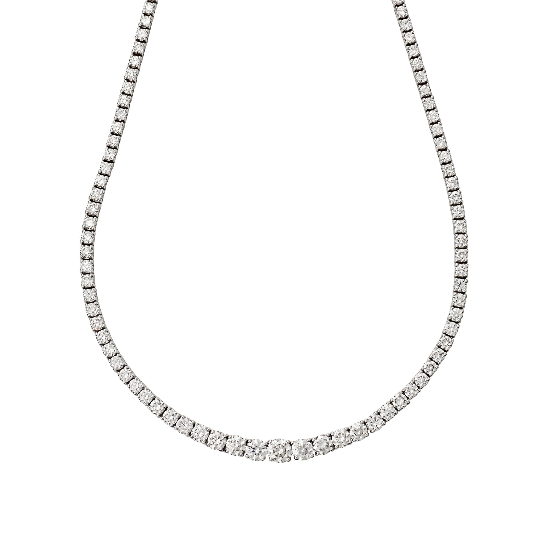 CUT CLAW GRADUATING DIAMOND RIVIERE NECKLET 10.10CT