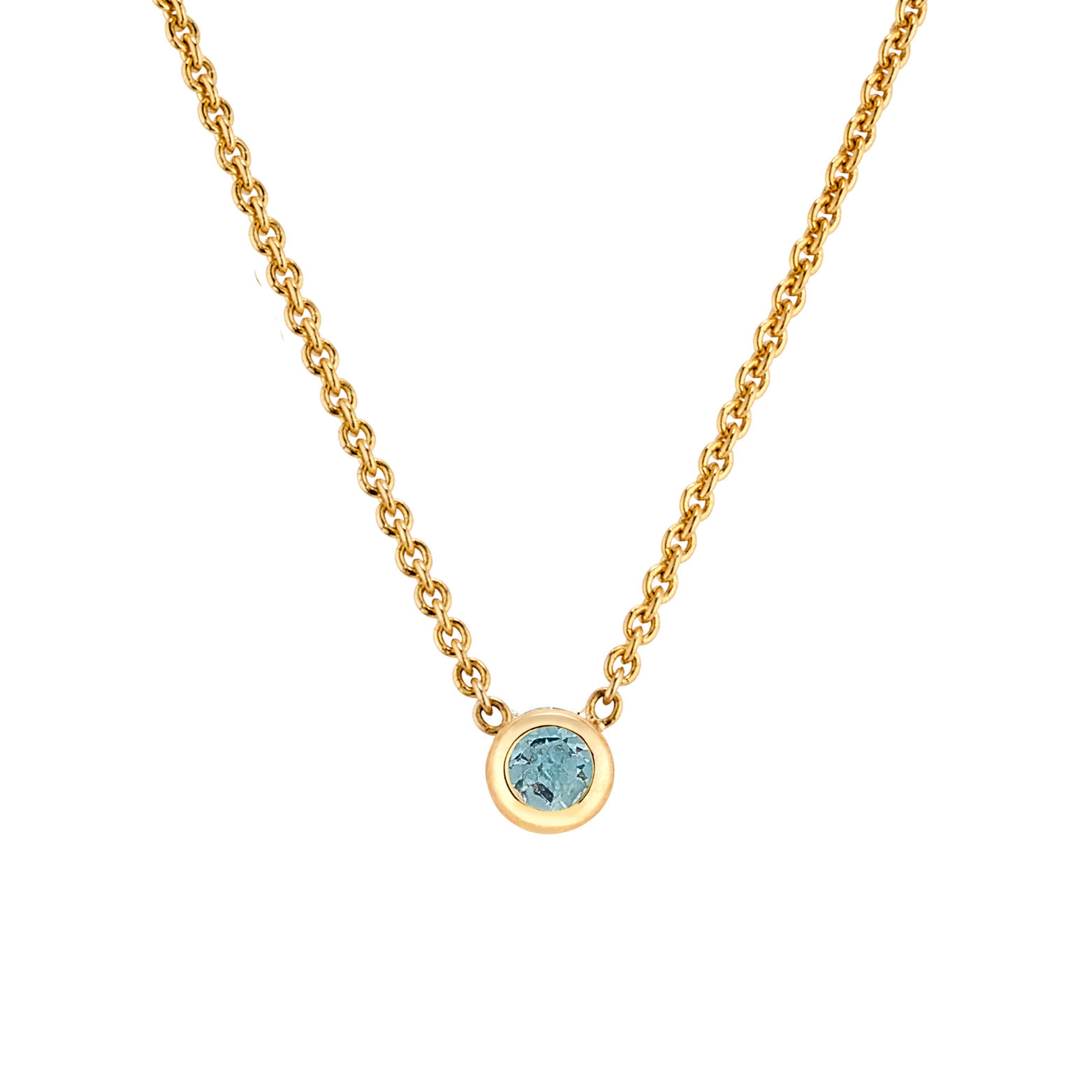 MARCH BIRTHSTONE NECKLACE BEZEL SET
