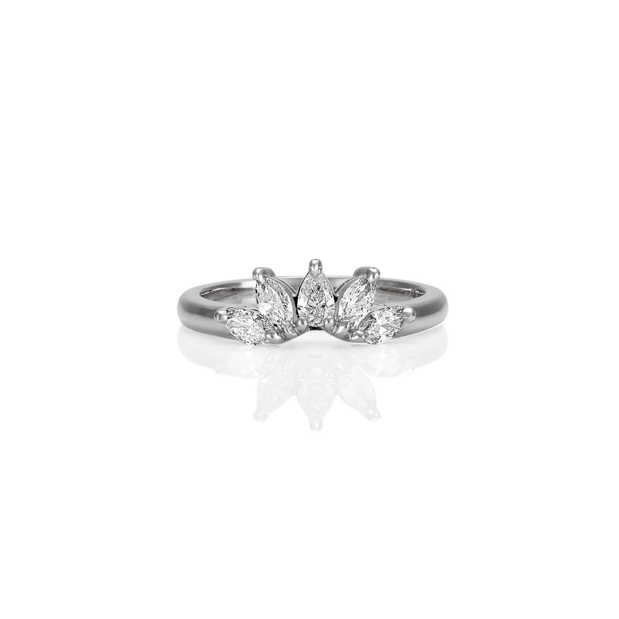 MEDIUM WHITE GOLD MARQUISE DIAMOND CROWN RING
