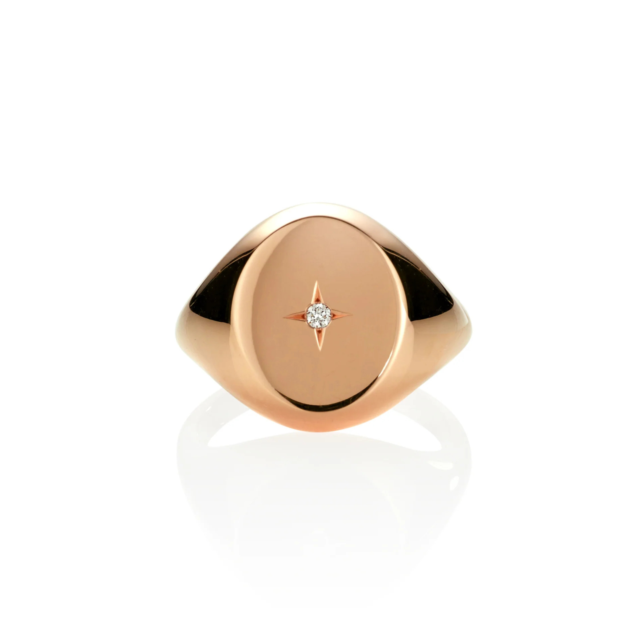 ROSE GOLD STARBURST DIAMOND SIGNET