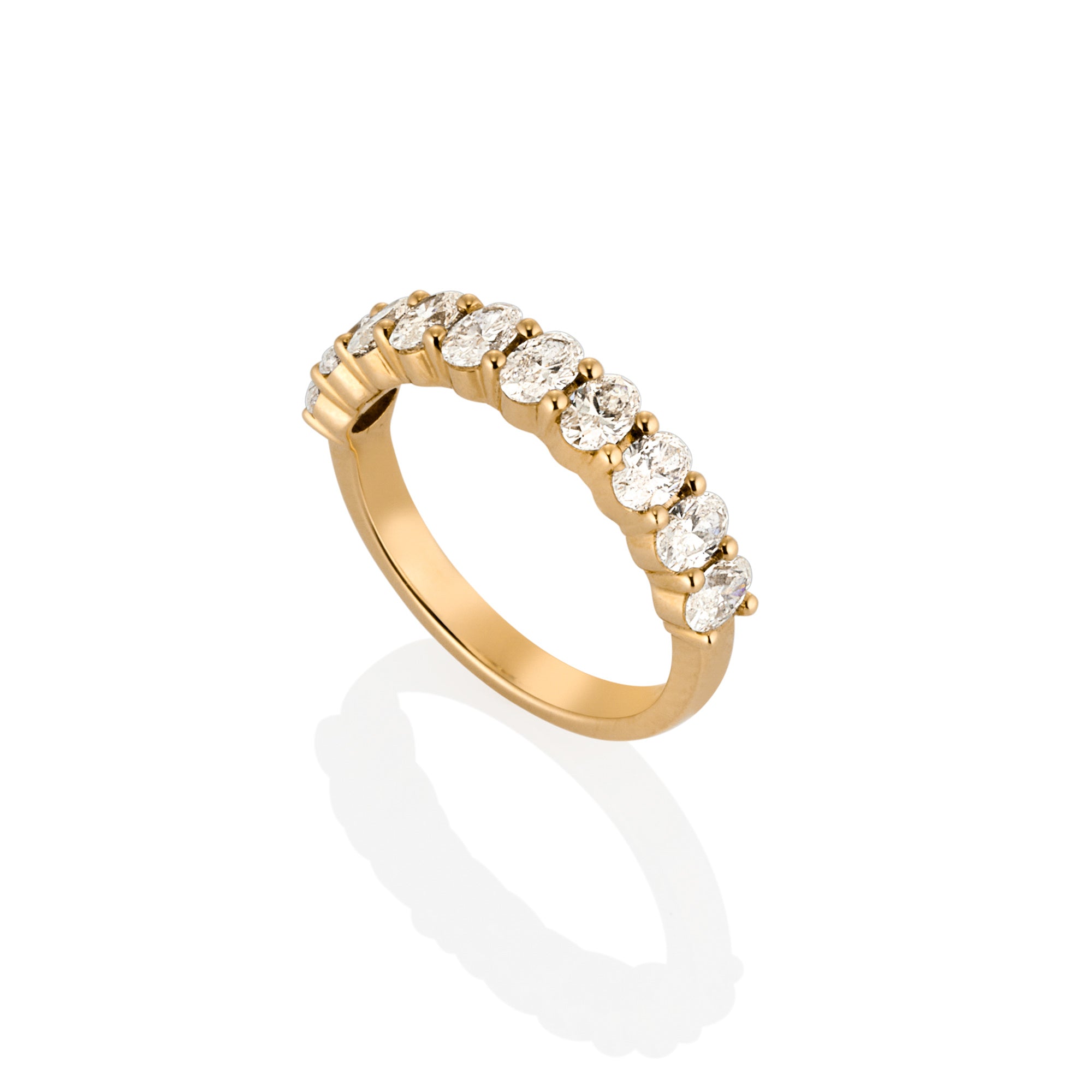 YELLOW GOLD OVAL CUT DIAMOND BAND 1.30CT