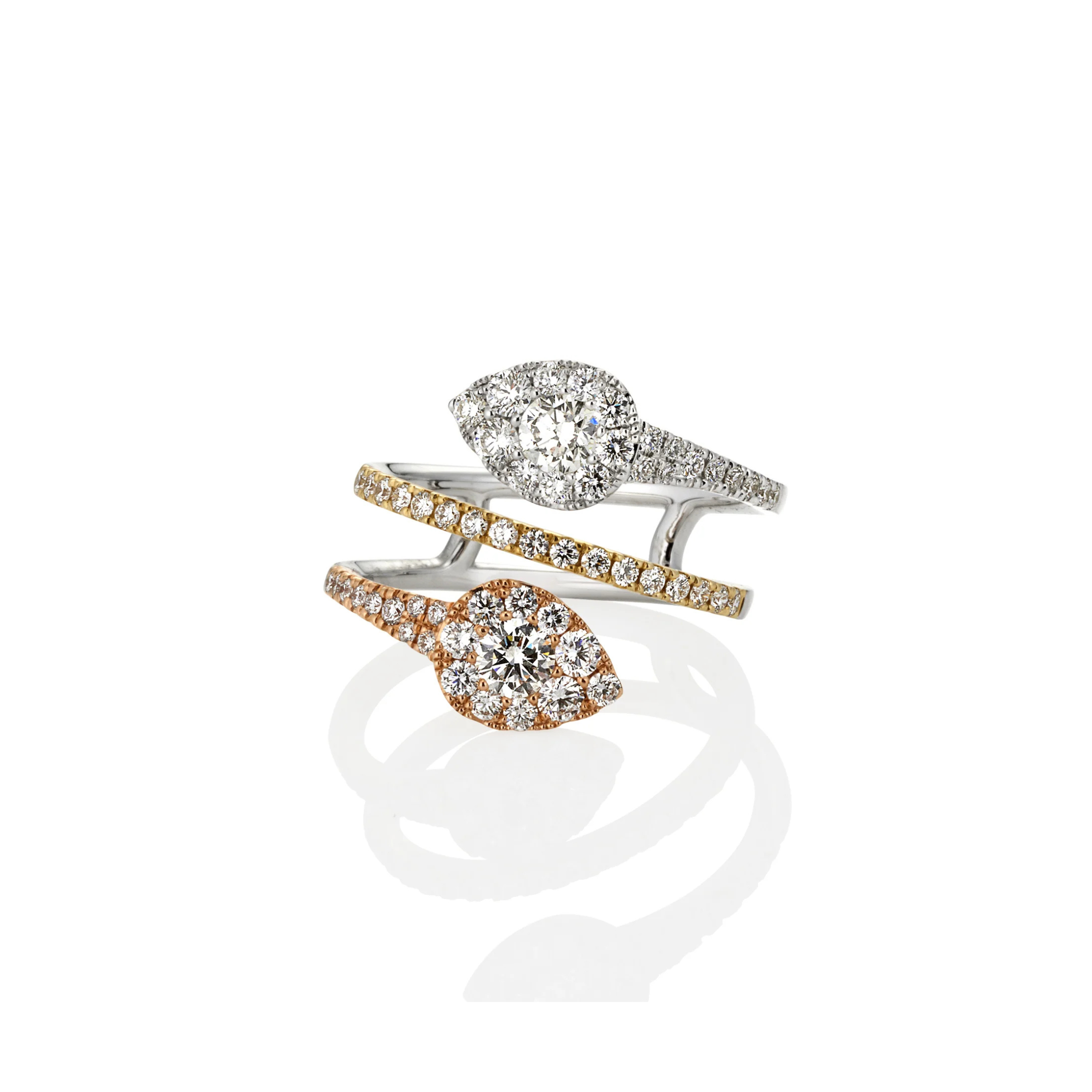 THREE TONE DIAMOND WRAP AROUND RING