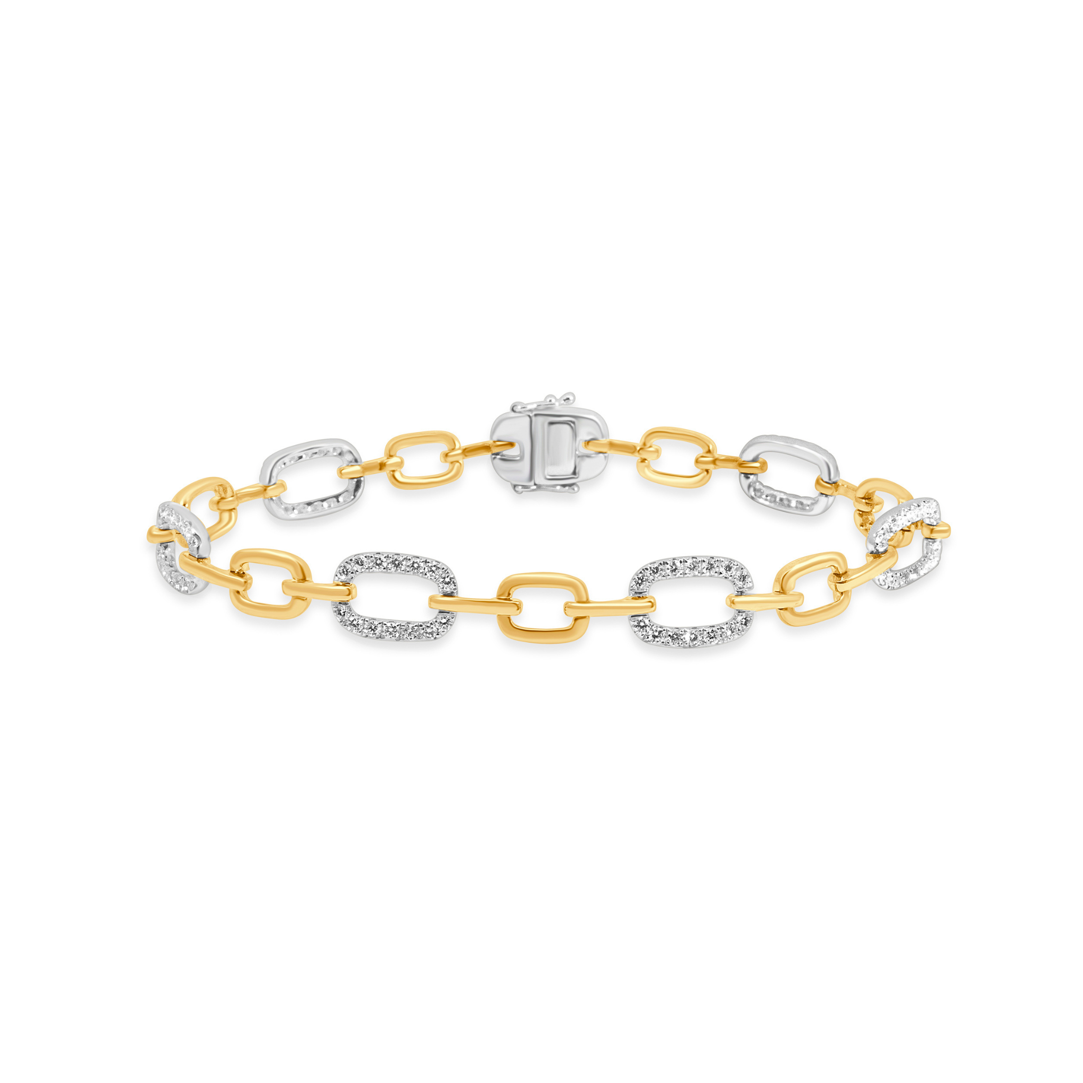 TWO TONE DIAMOND CHAIN LINK BRACELET