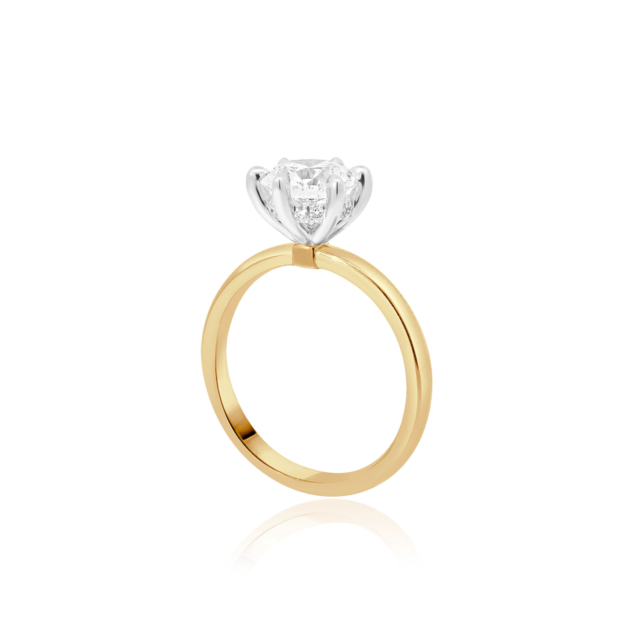 LAB GROWN ROUND BRILLIANT CUT 6 CLAW DIAMOND SOLITAIRE ENGAGEMENT RING