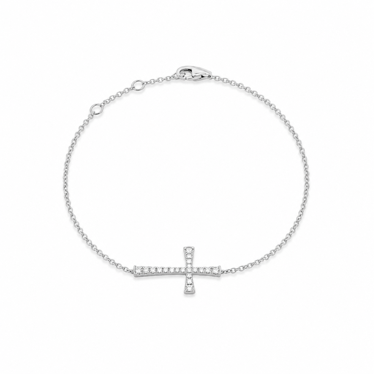 WHITE GOLD CROSS BRACELET