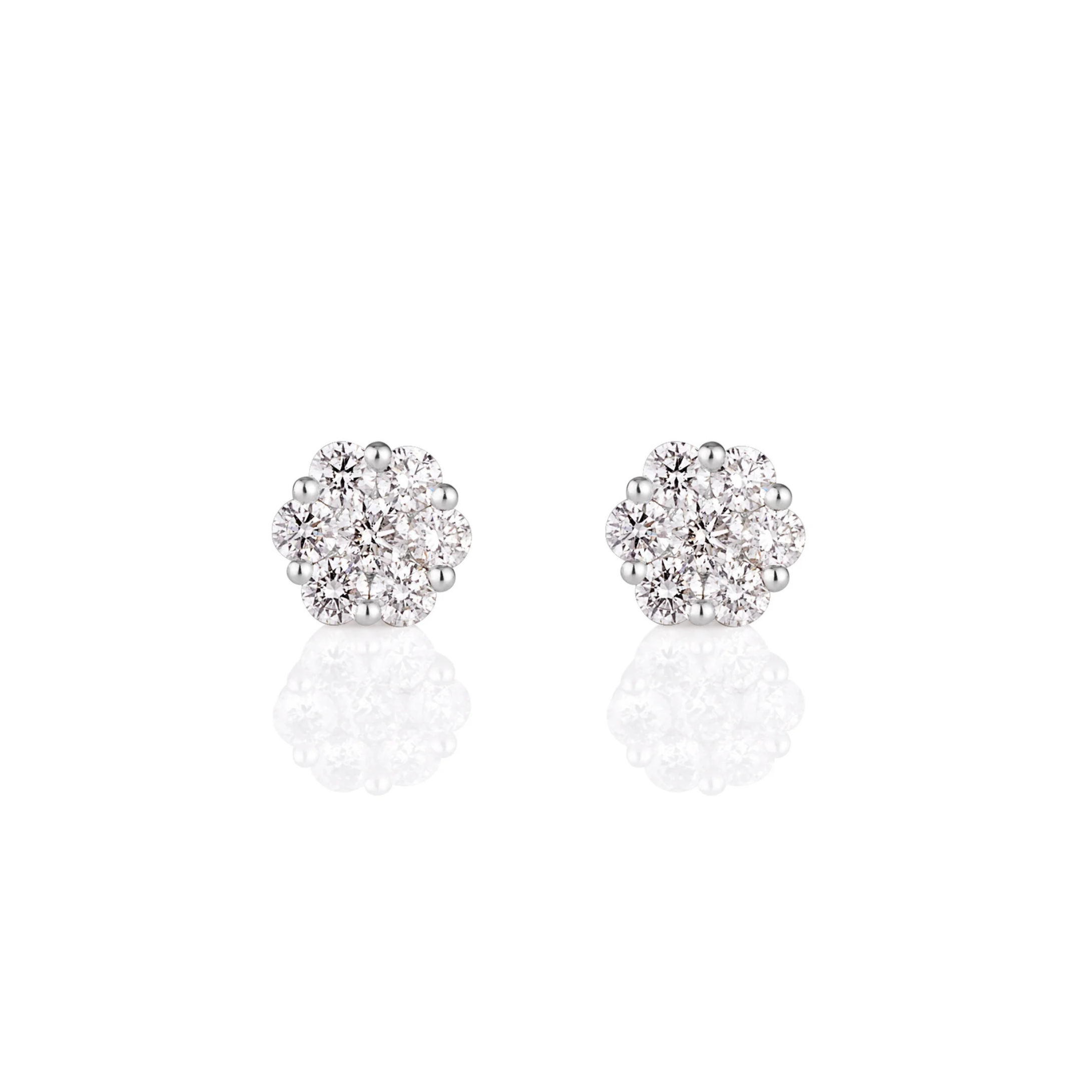 WHITE GOLD FLOWER STUDS