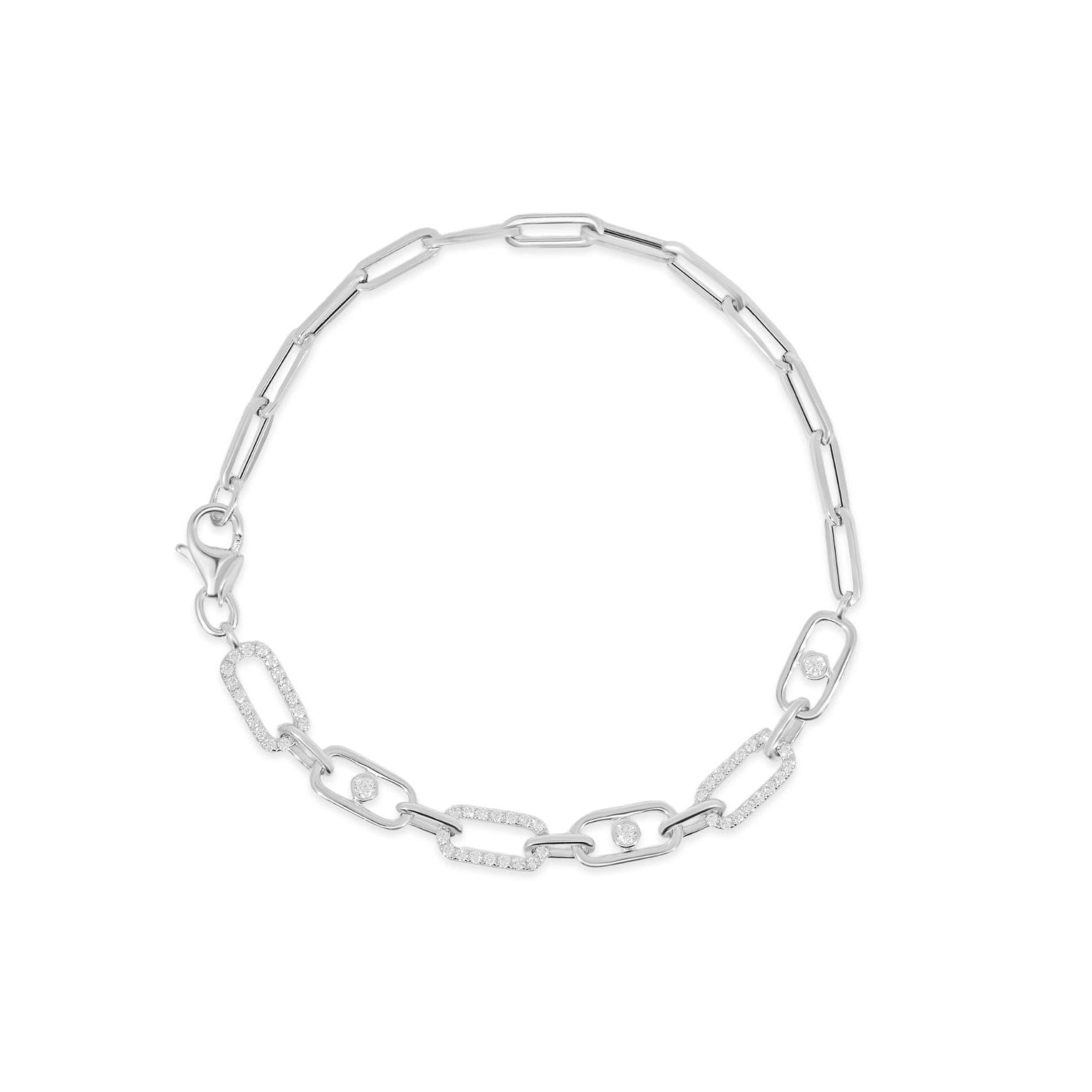 PAPERCLIP CHAIN & DIAMOND LINK BRACELET