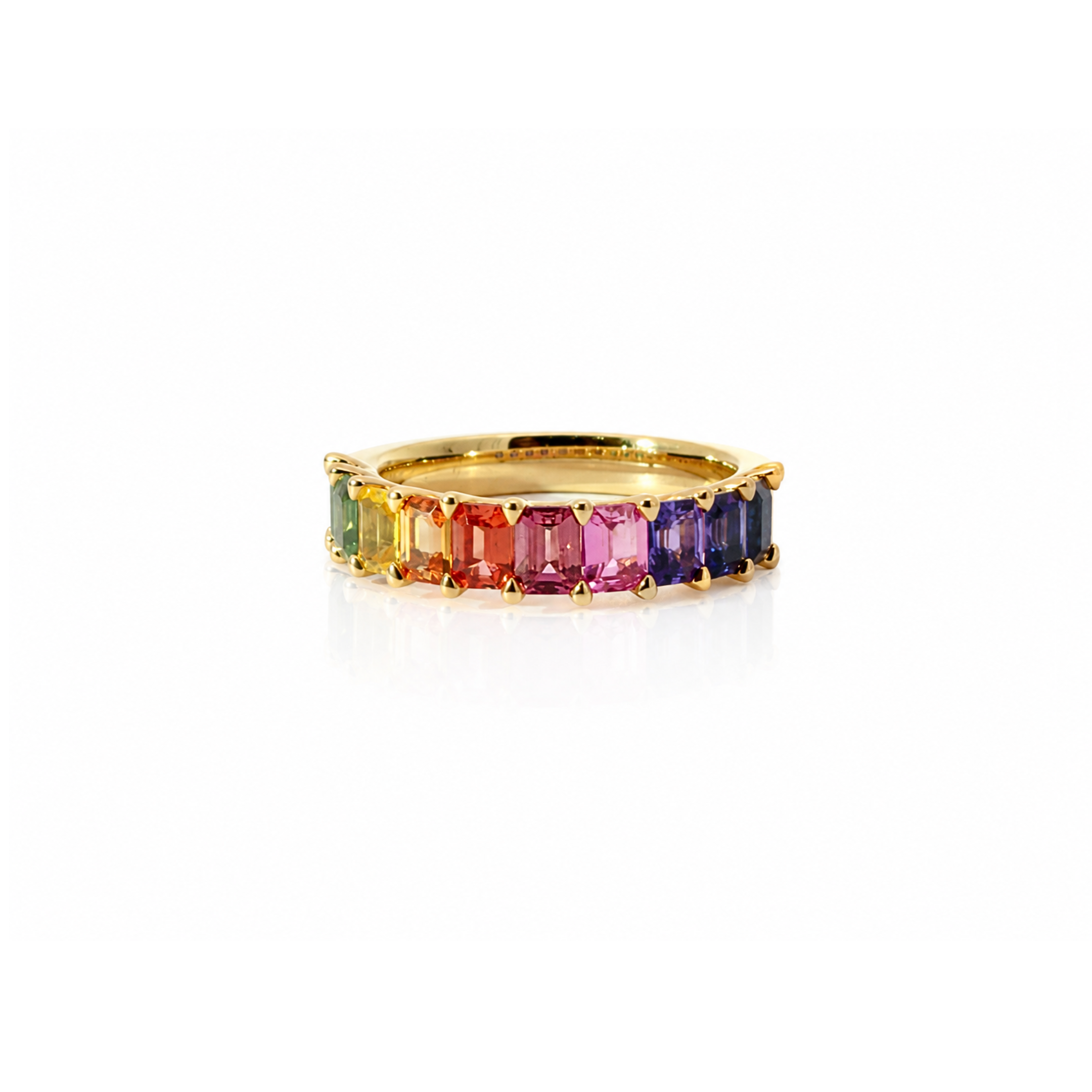 YELLOW GOLD NATURAL SAPPHIRE RAINBOW RING