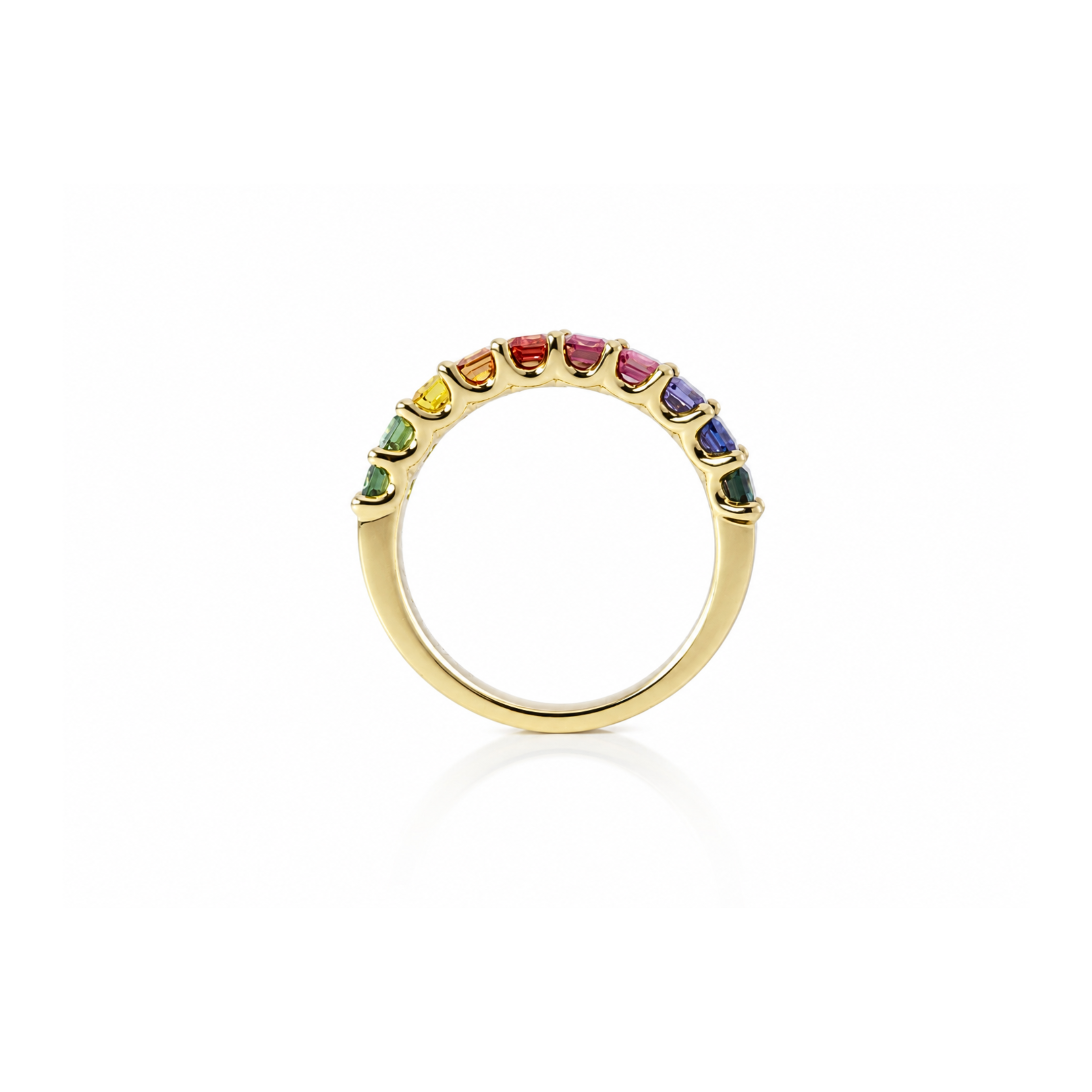 YELLOW GOLD NATURAL SAPPHIRE RAINBOW RING