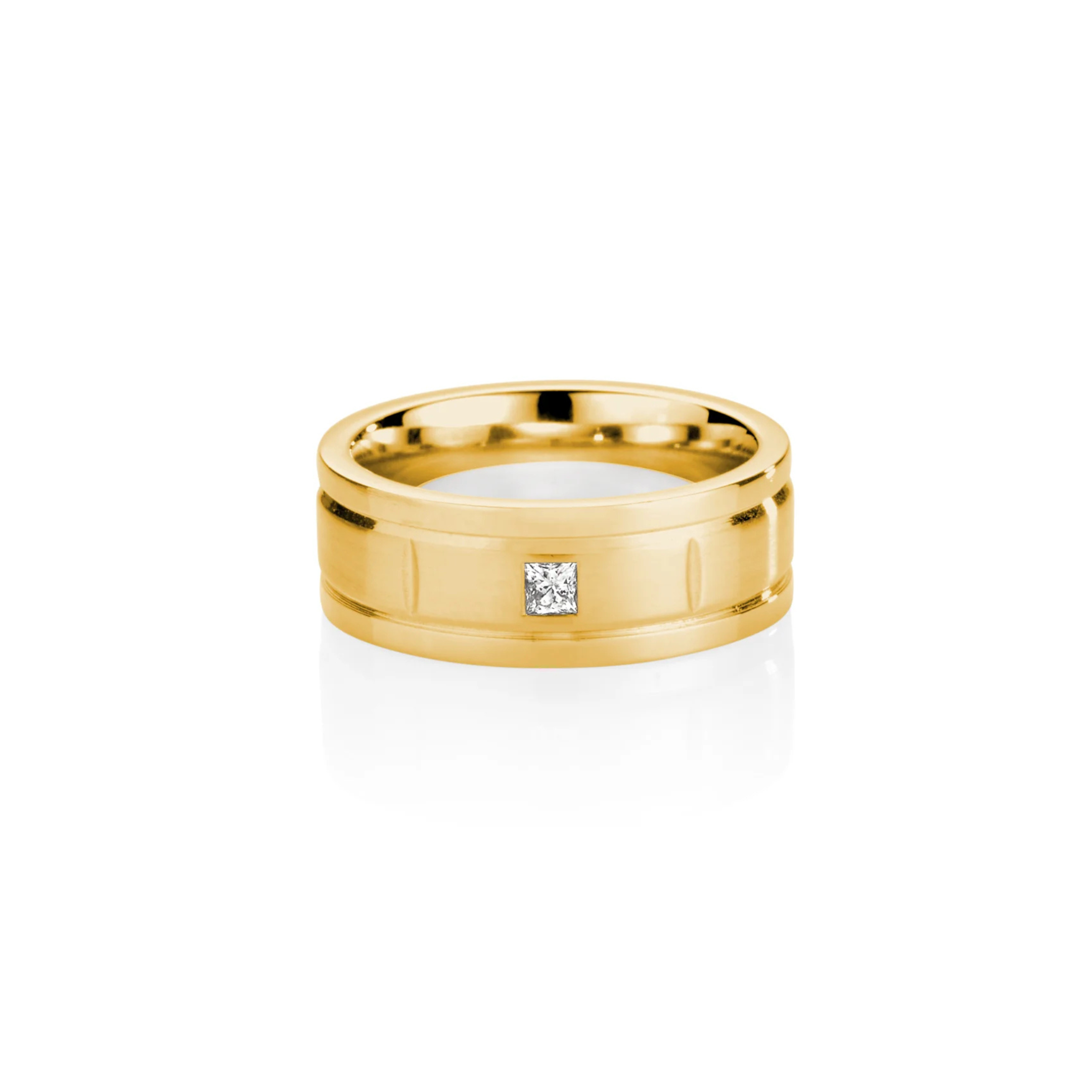 YELLOW GOLD POLISHED & MATTE FINISHED DIAMOND WEDDER