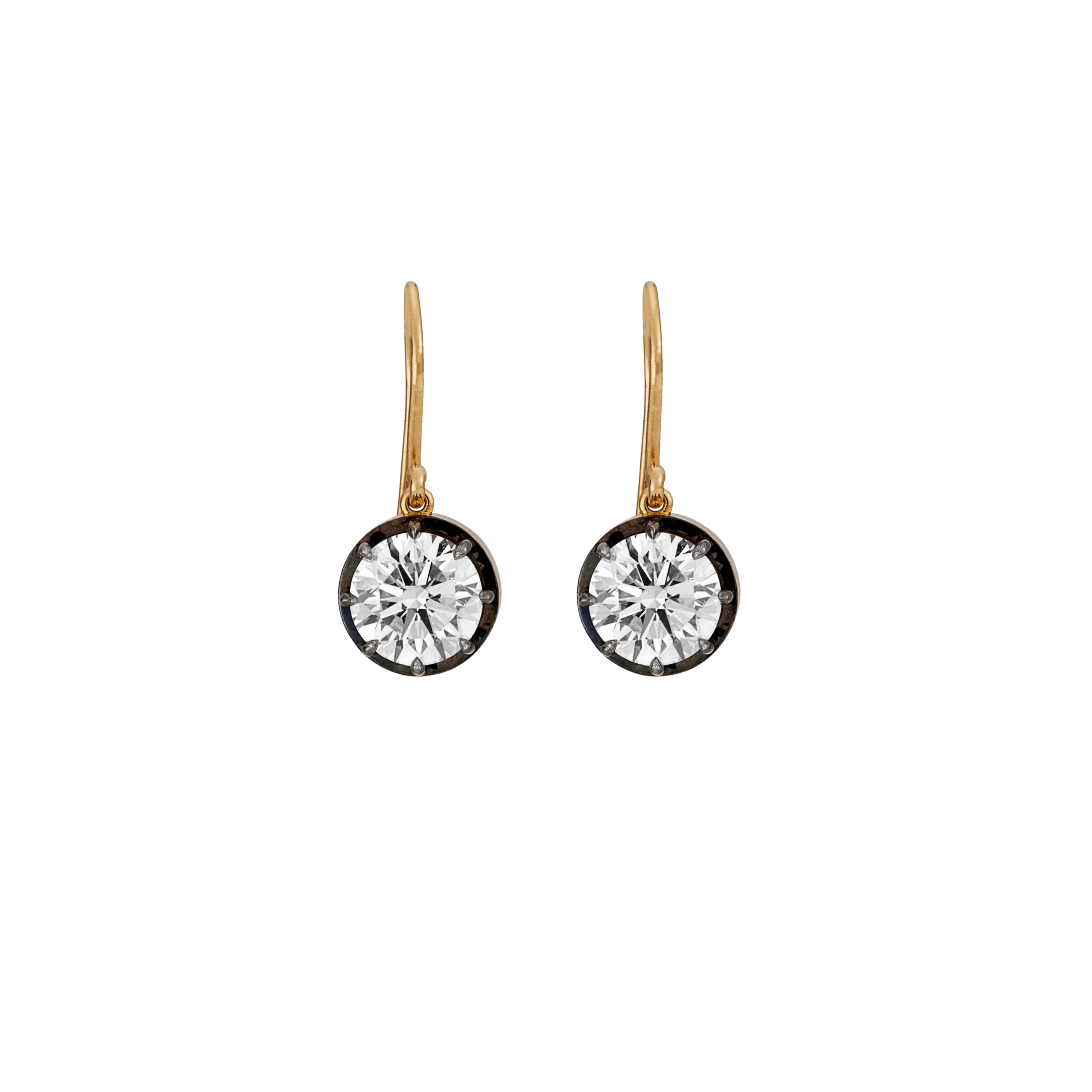 YELLOW GOLD & BLACK RHODIUM LAB DIAMOND DROP EARRINGS