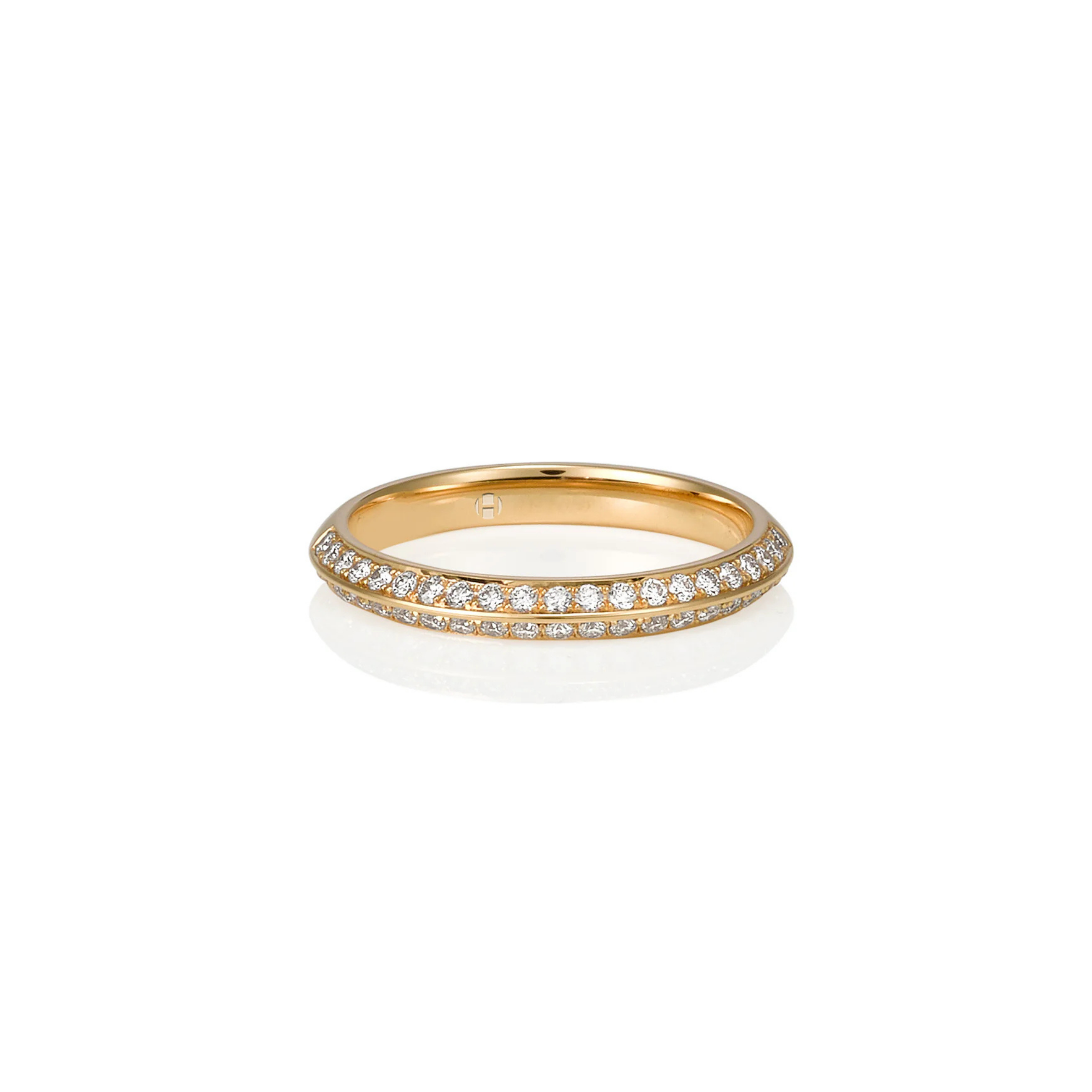 YELLOW GOLD DIAMOND SET KNIFE EDGE BAND