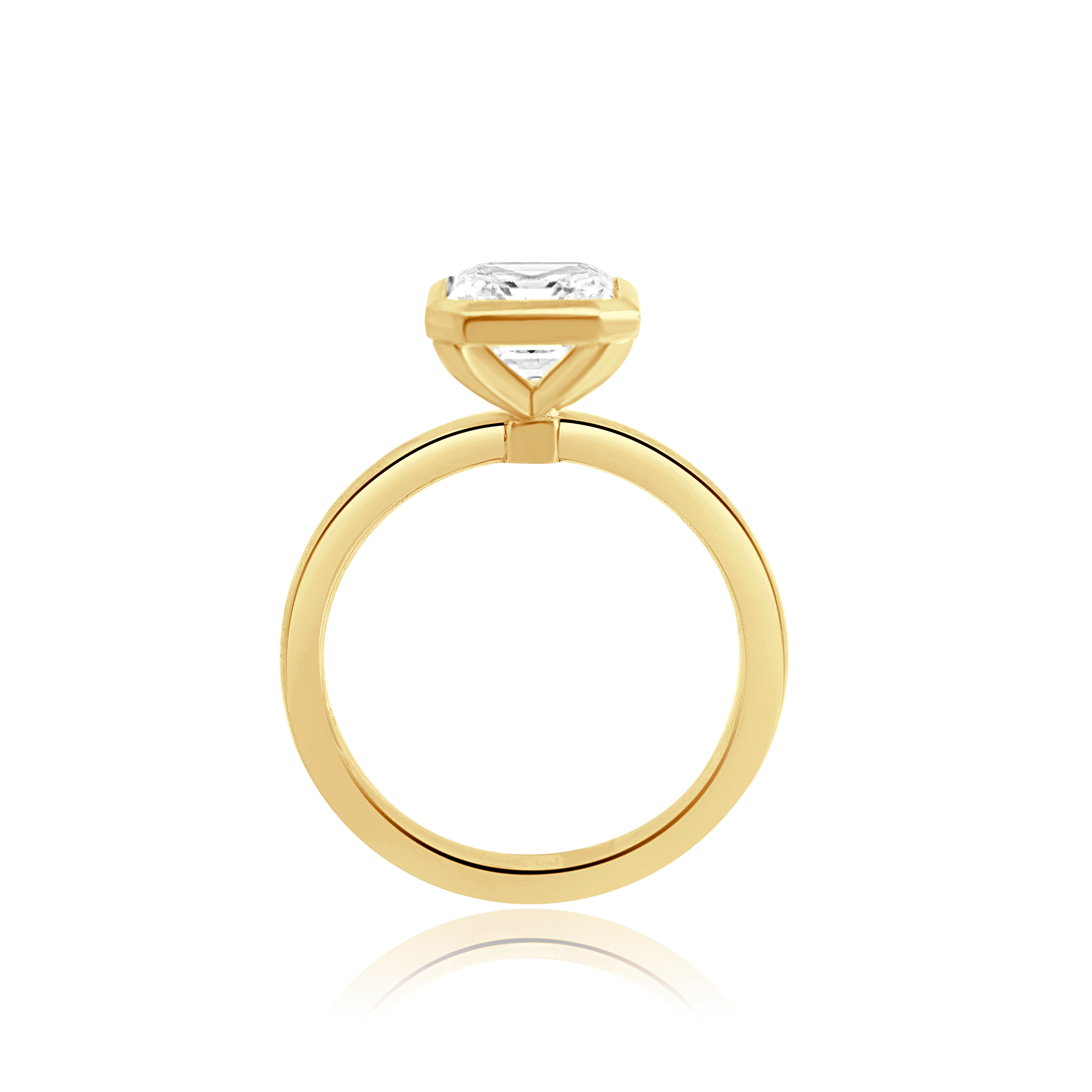 LAB GROWN ASSCHER CUT BEZEL ENGAGEMENT RING