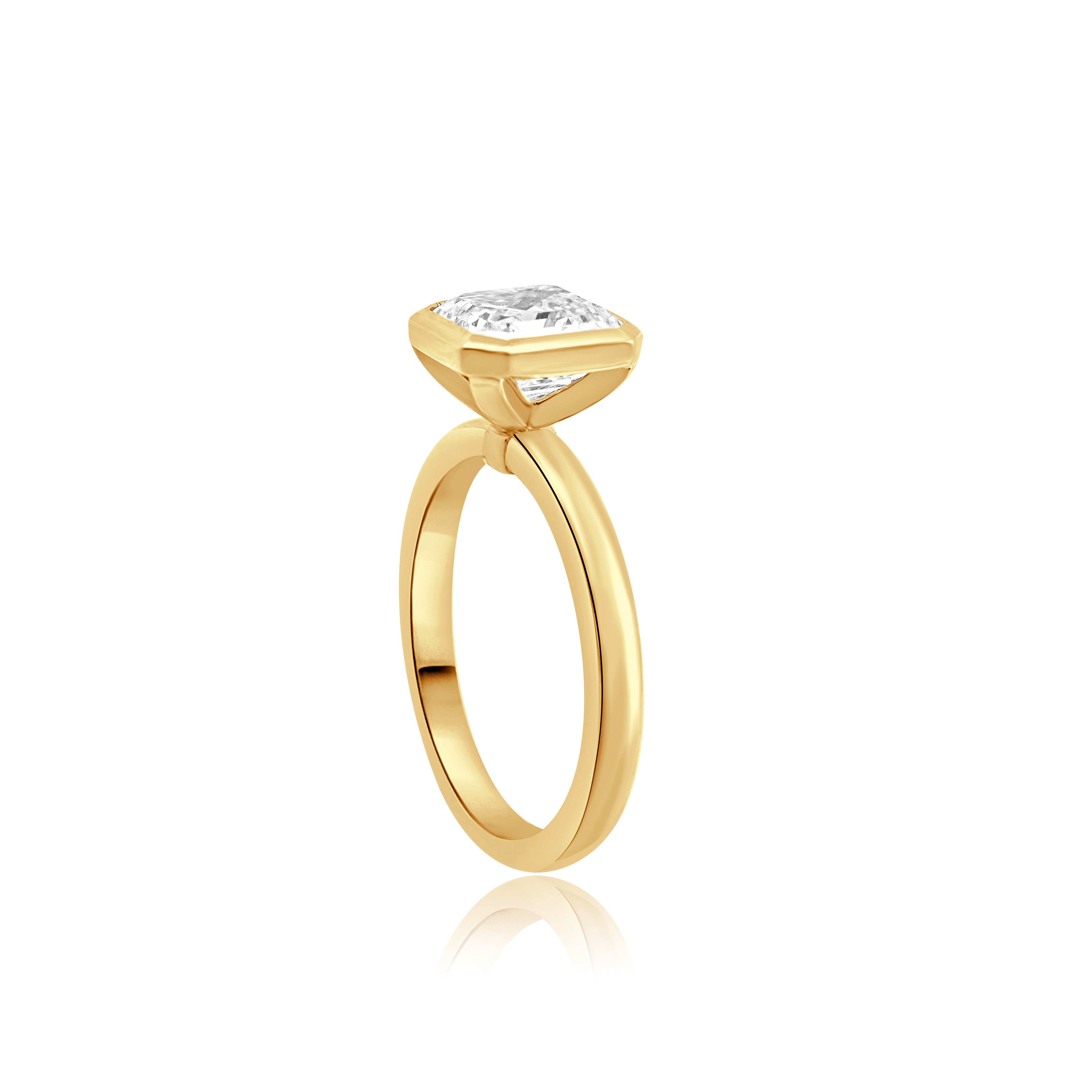 LAB GROWN ASSCHER CUT BEZEL ENGAGEMENT RING