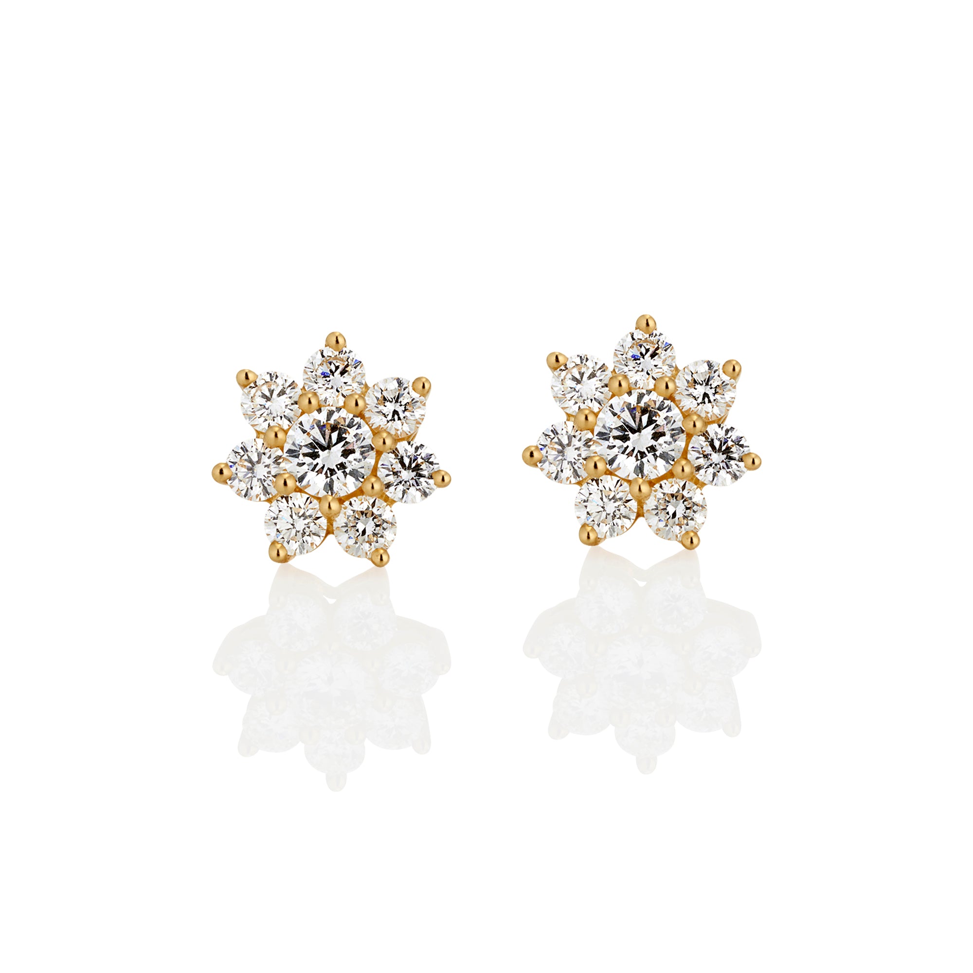 ROUND BRILLIANT FLOWER SHAPED STUDS 1.34CT