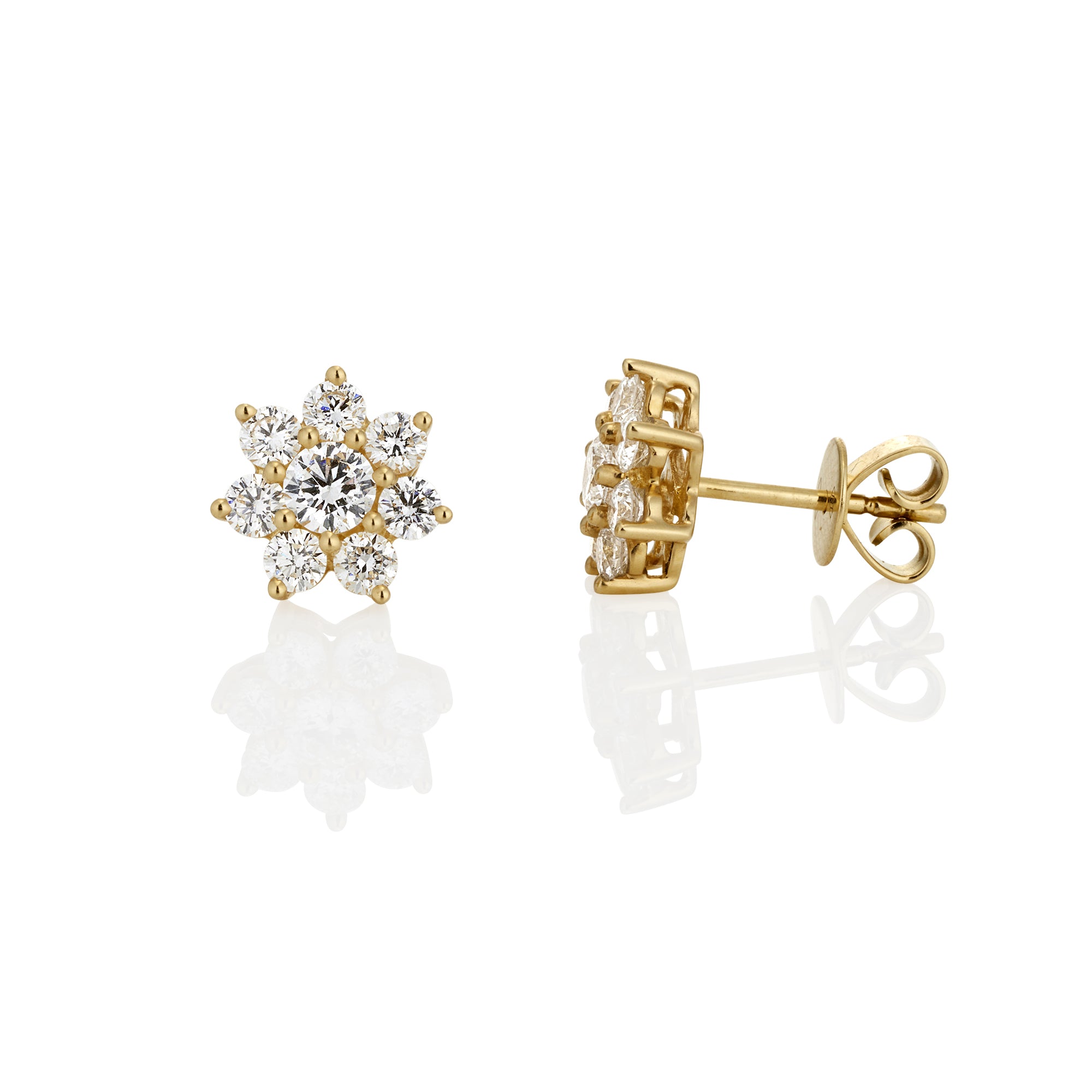 ROUND BRILLIANT FLOWER SHAPED STUDS 1.34CT