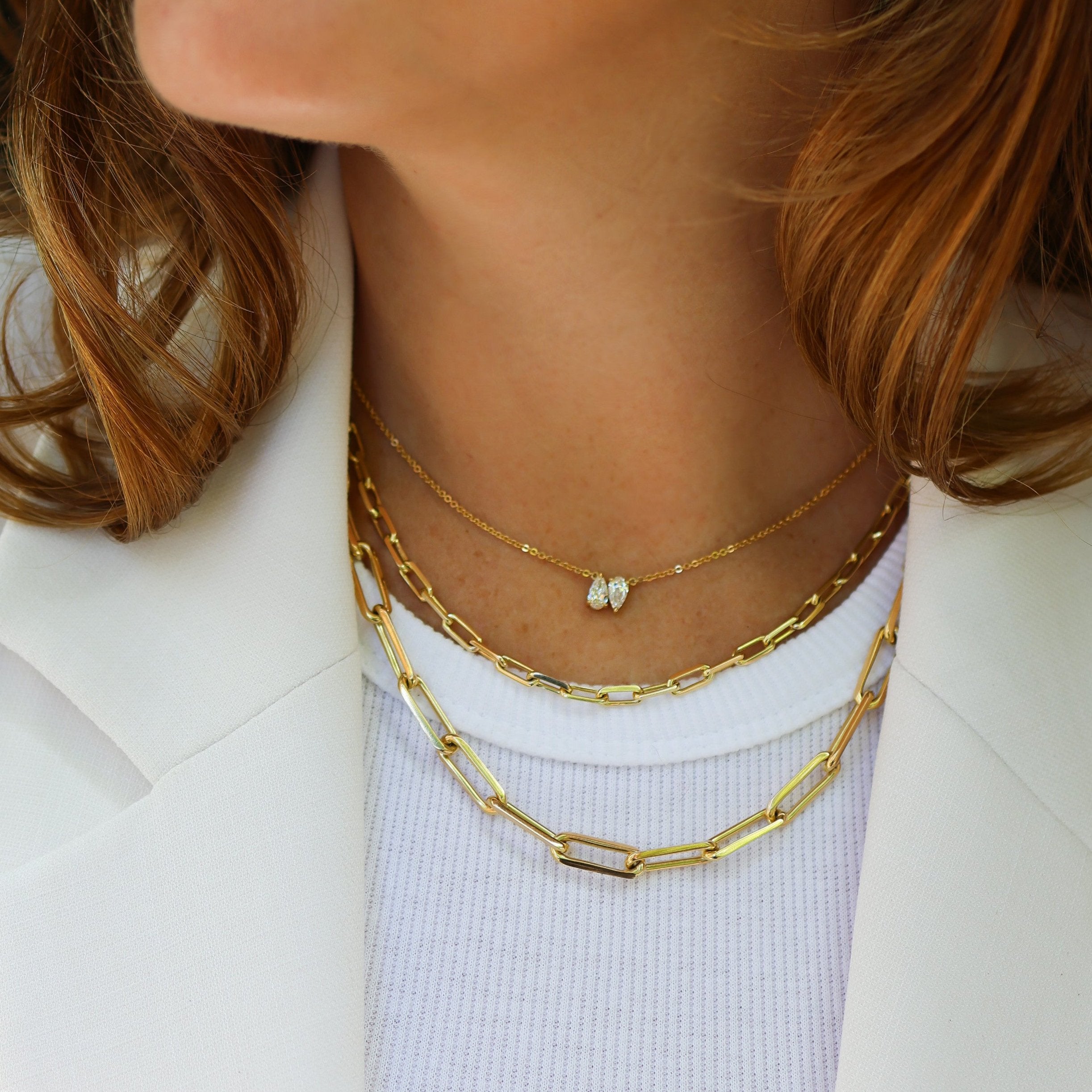 18CT YELLOW GOLD PAPERCLIP CHAIN NECKLACE
