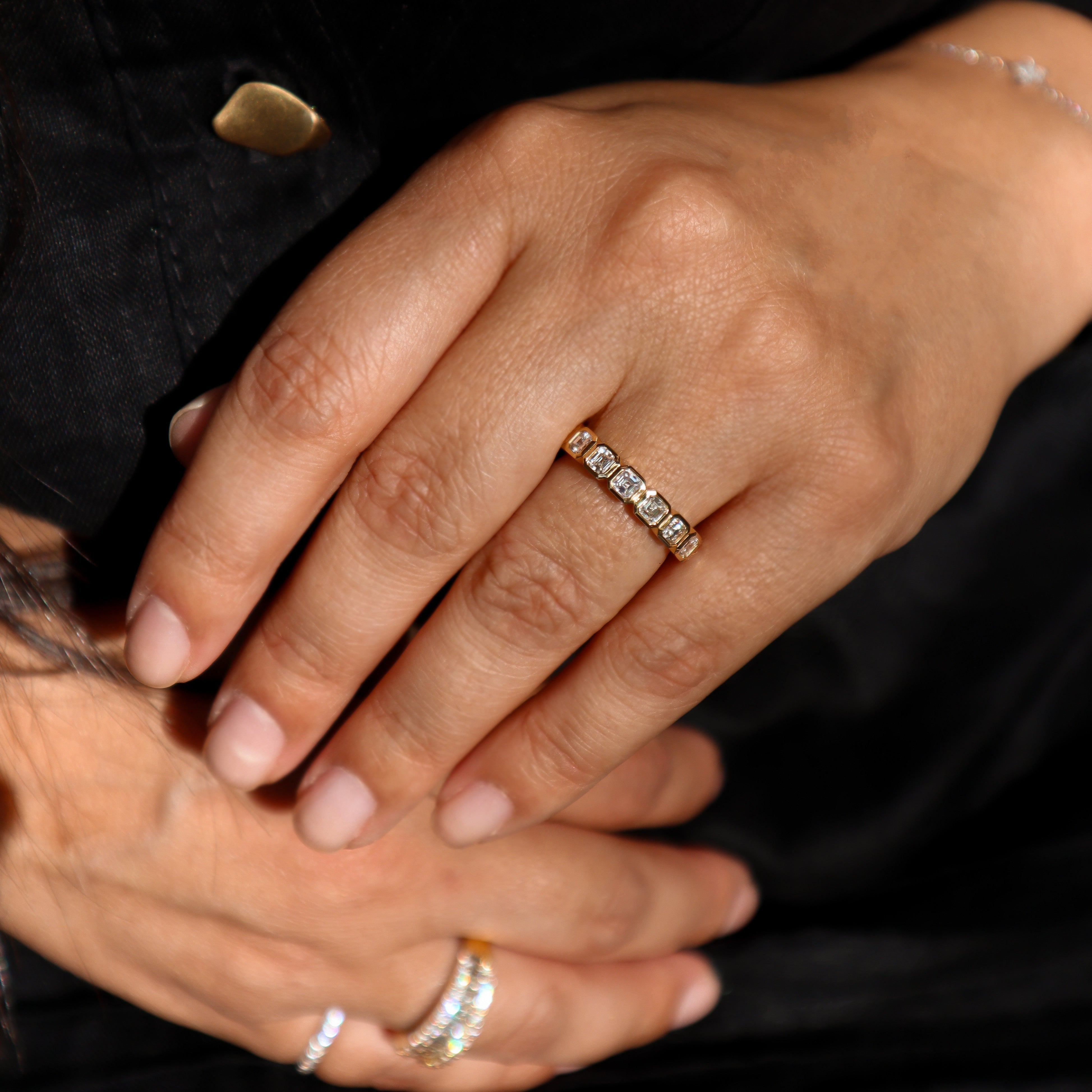 FLAT BEZEL ASSCHER CUT DIAMOND RING