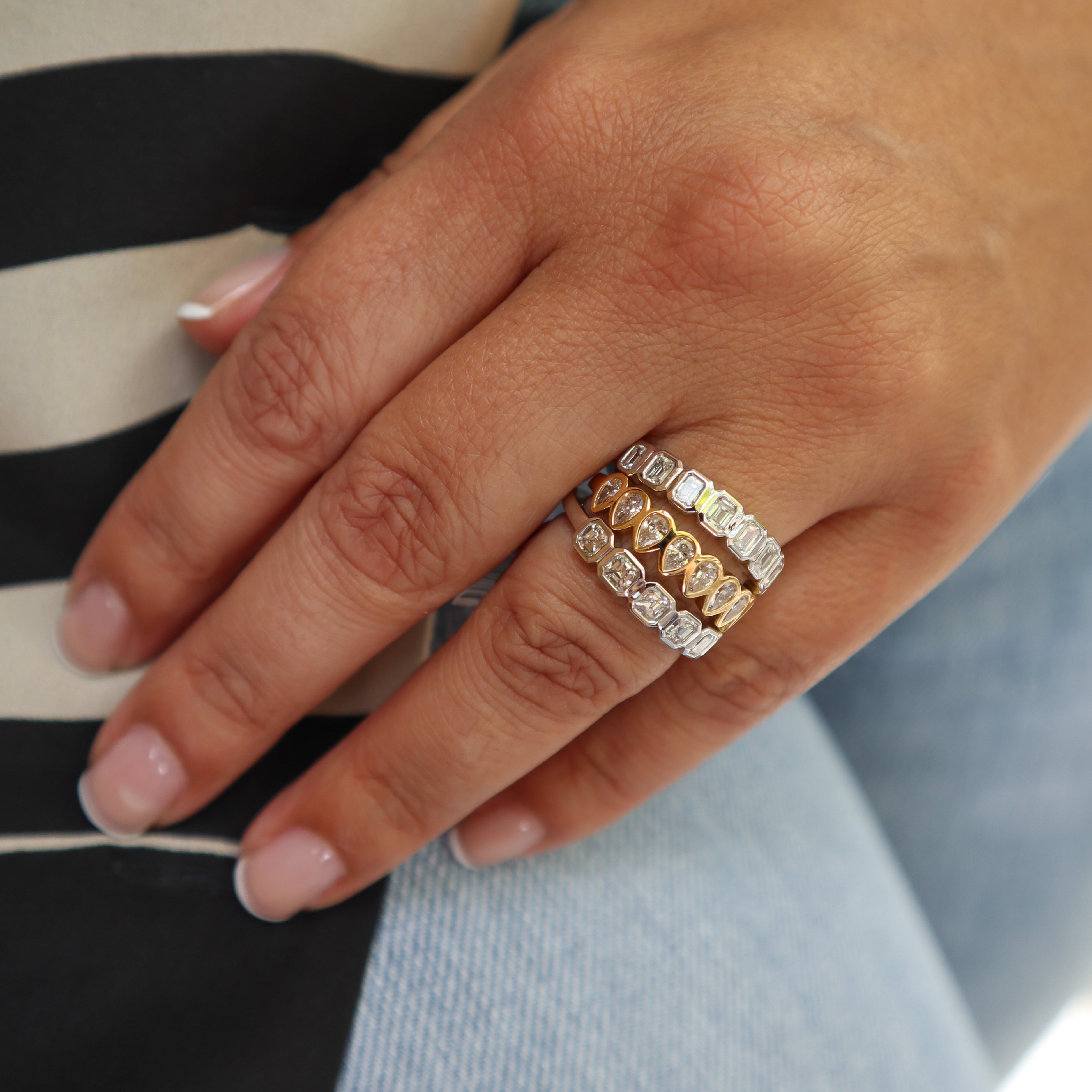 FLAT BEZEL PEAR DIAMOND RING