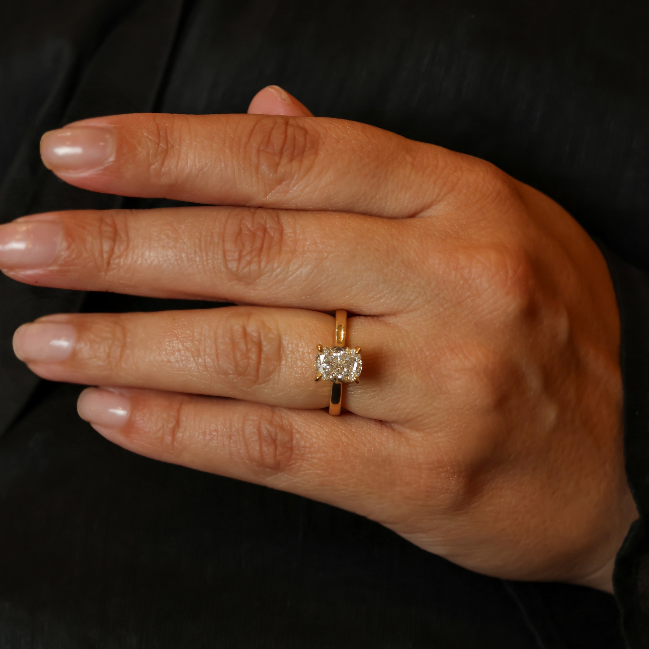 LAB GROWN CUSHION CUT DIAMOND SOLITAIRE ENGAGEMENT RING