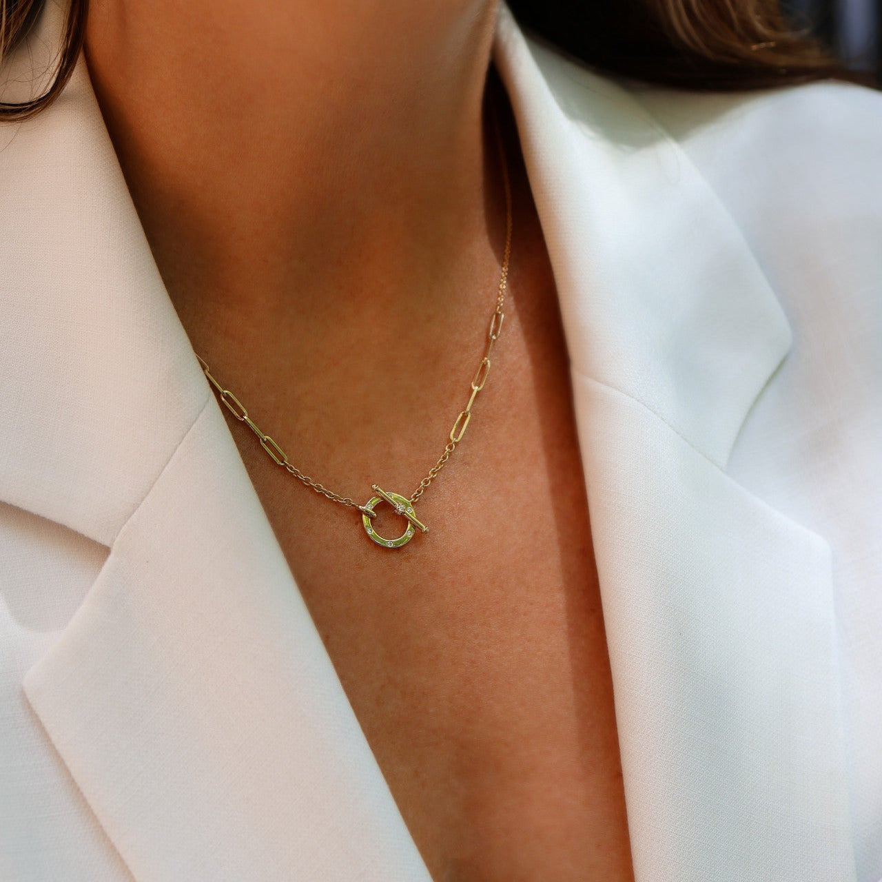 PAPERCLIP CHAIN FOB NECKLACE