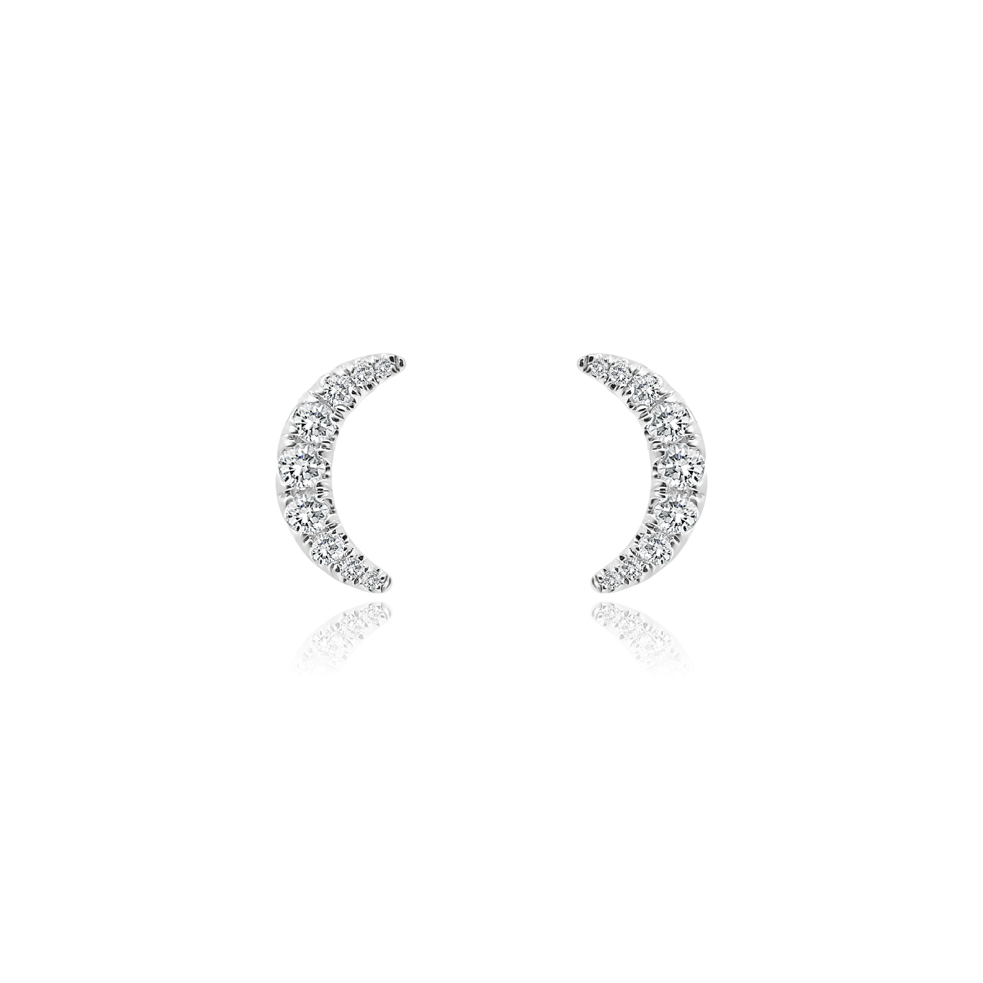 WHITE GOLD CRESCENT MOON STUDS