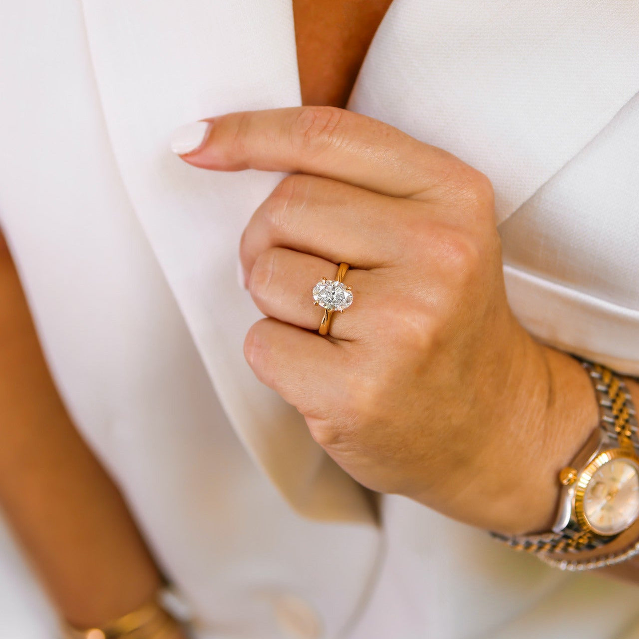 LAB GROWN OVAL DIAMOND SOLITAIRE ENGAGEMENT RING