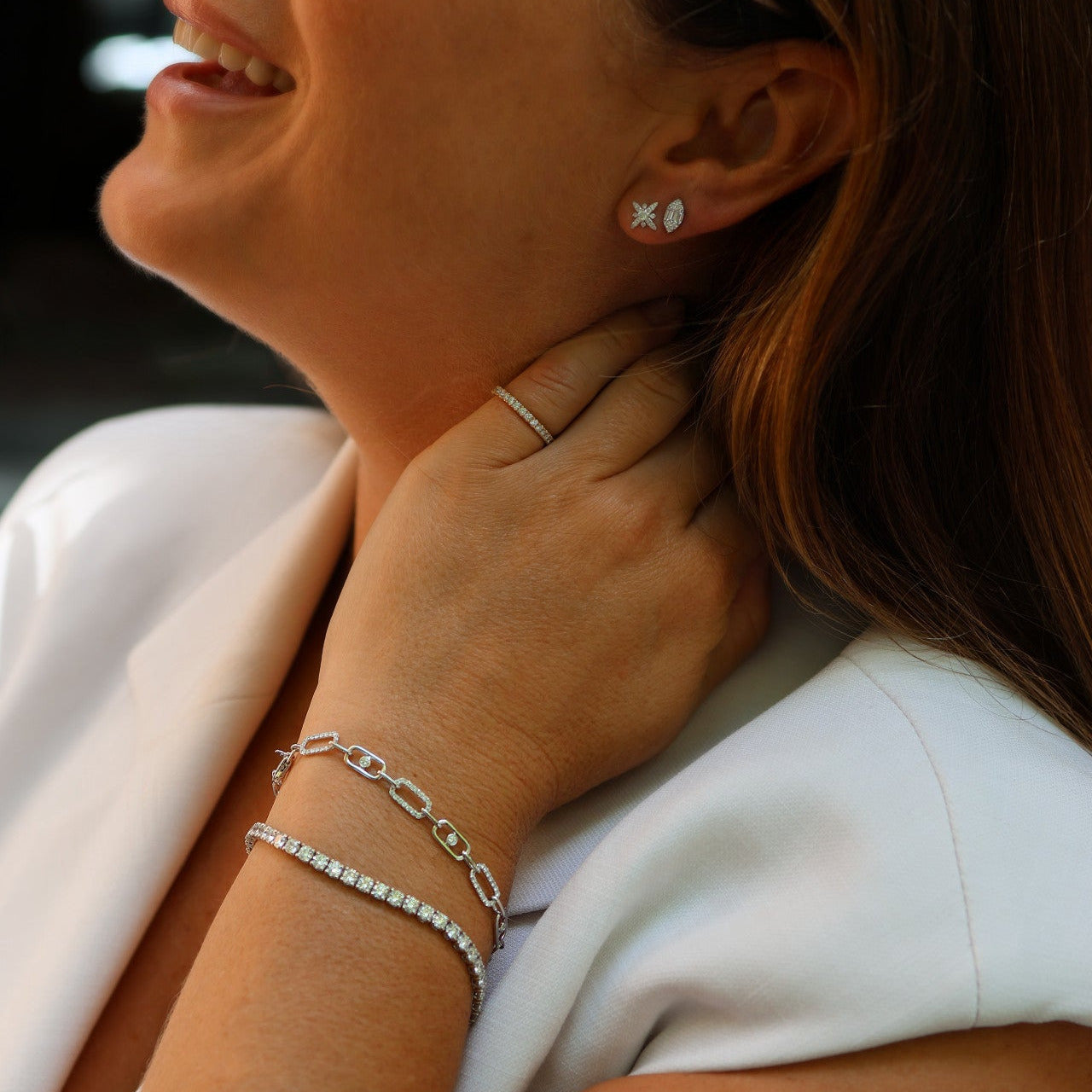 PAPERCLIP CHAIN & DIAMOND LINK BRACELET