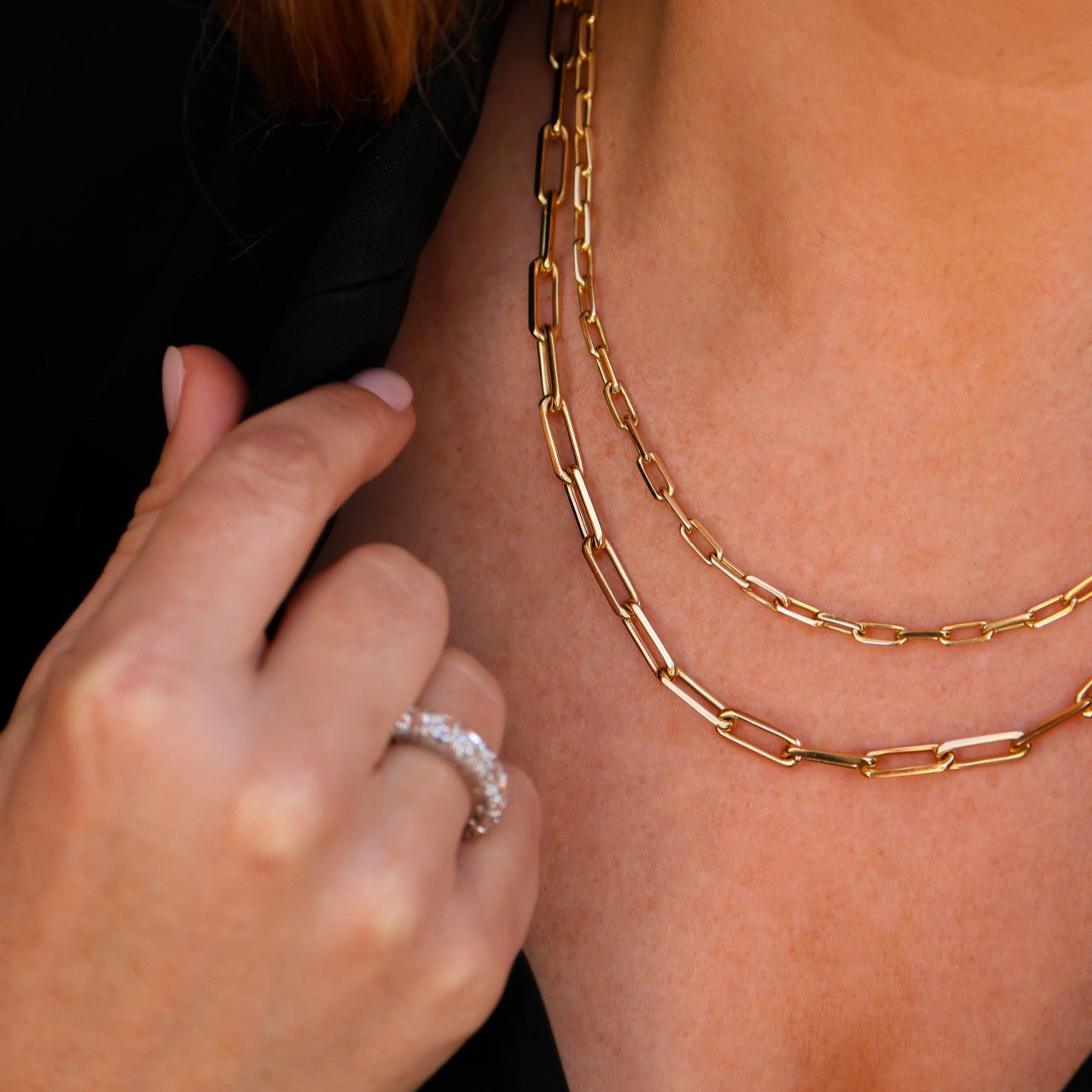 18CT YELLOW GOLD PAPERCLIP CHAIN NECKLACE