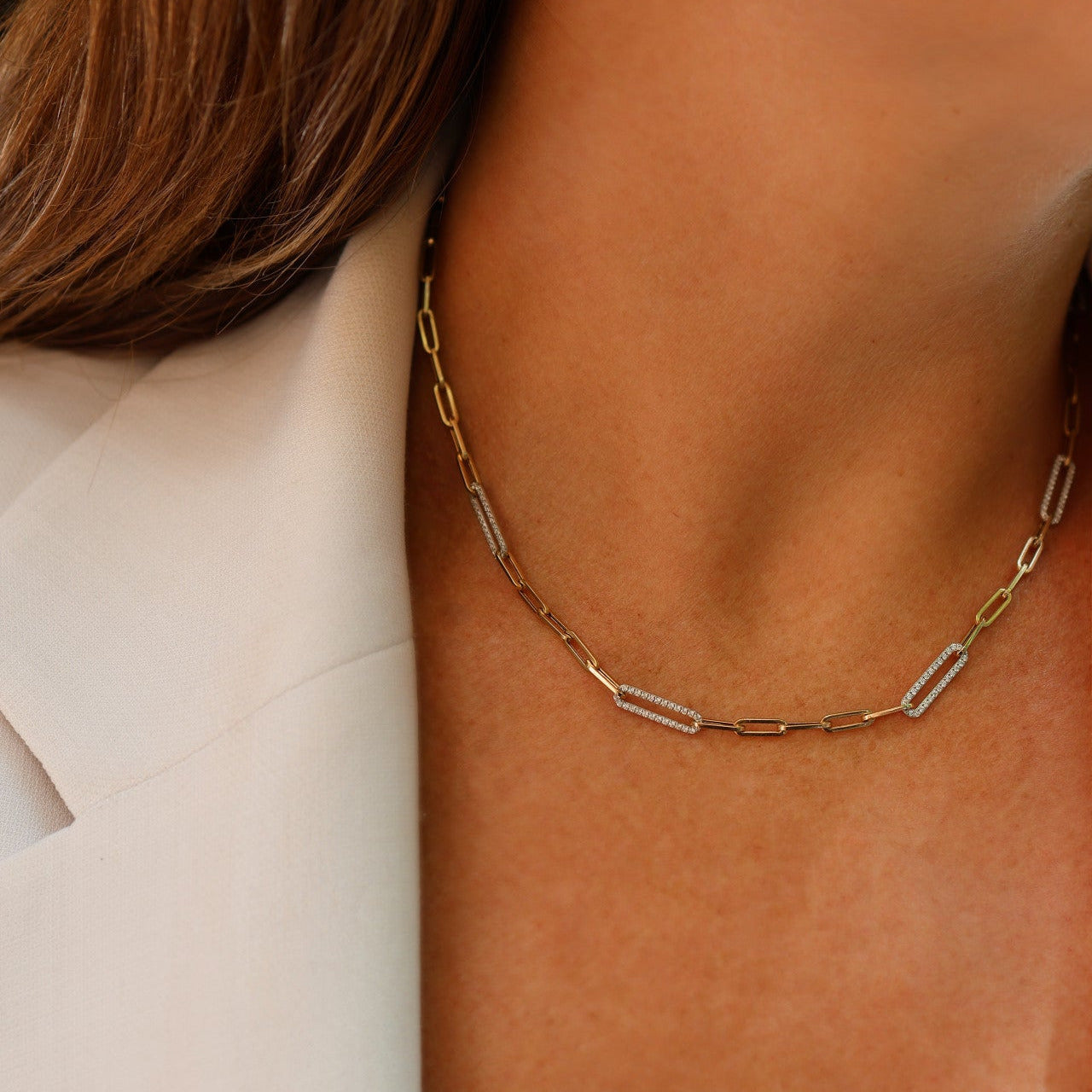 PAPERCLIP DIAMOND NECKLACE