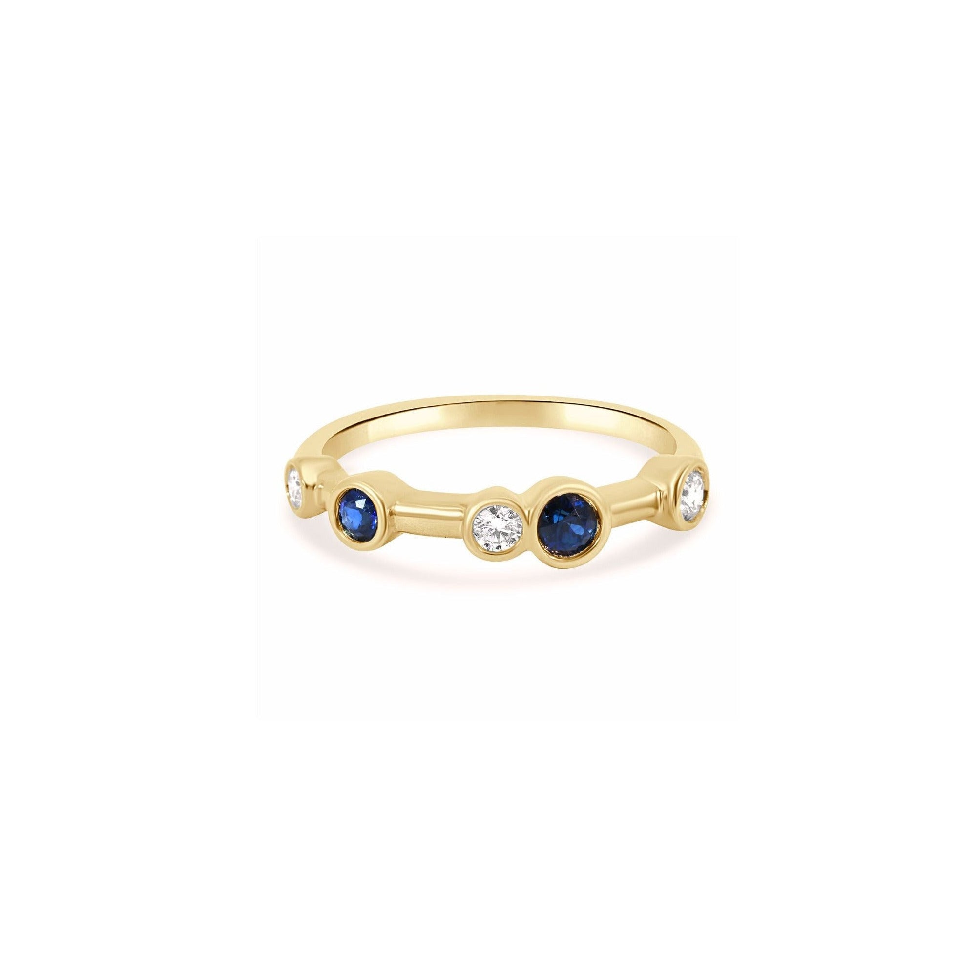 SAPPHIRE & DIAMOND BEZEL SET RING