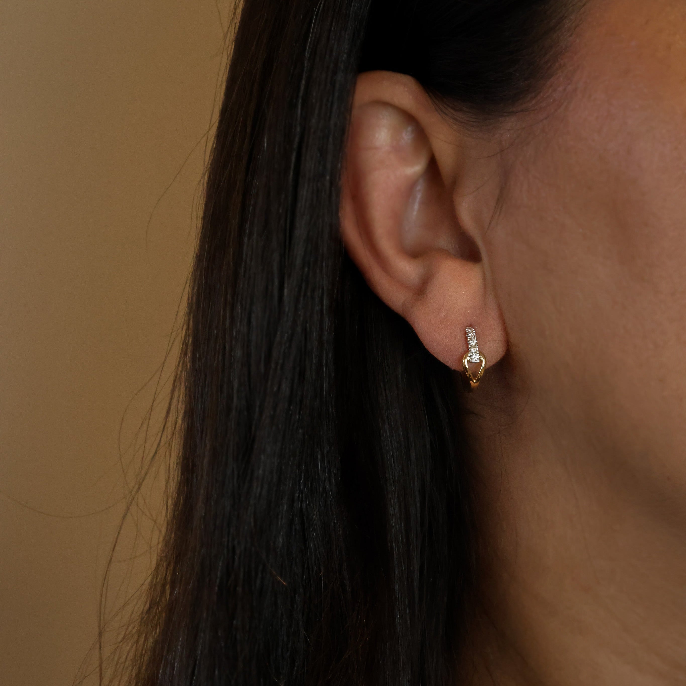 TWO TONE DIAMOND HOOPS 0.13CT