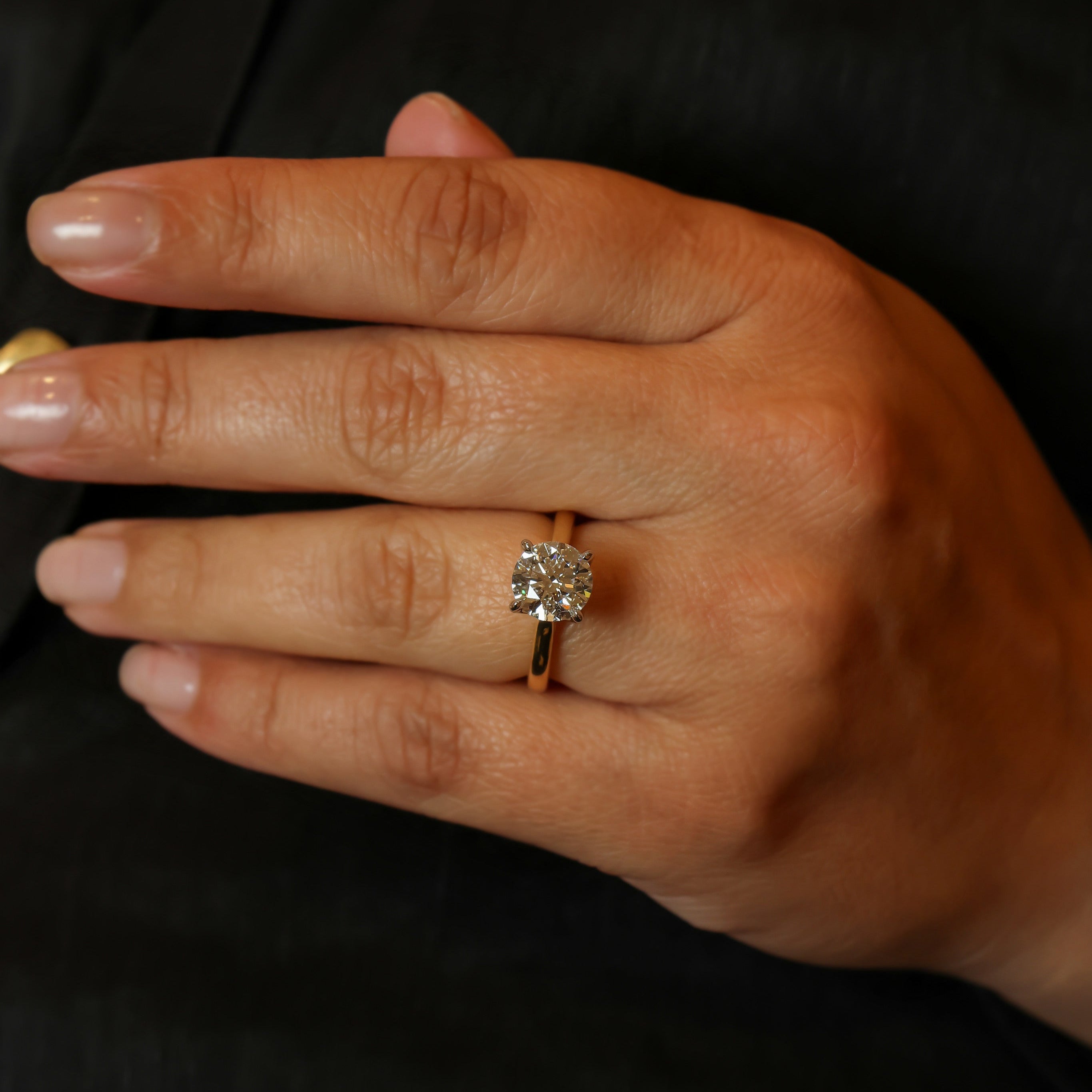 LAB GROWN ROUND BRILLIANT CUT DIAMOND SOLITAIRE ENGAGEMENT RING