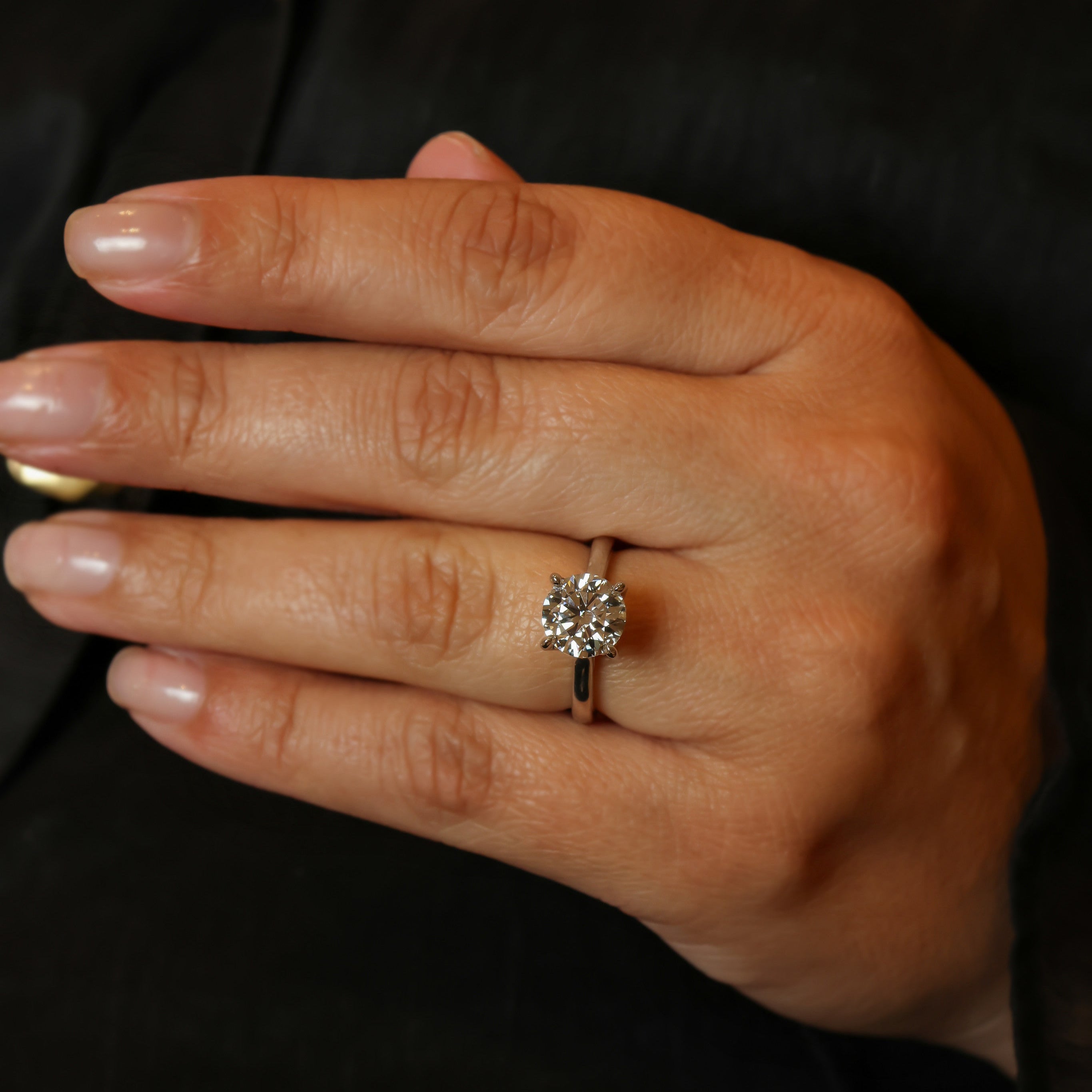 LAB GROWN ROUND BRILLIANT CUT DIAMOND SOLITAIRE ENGAGEMENT RING