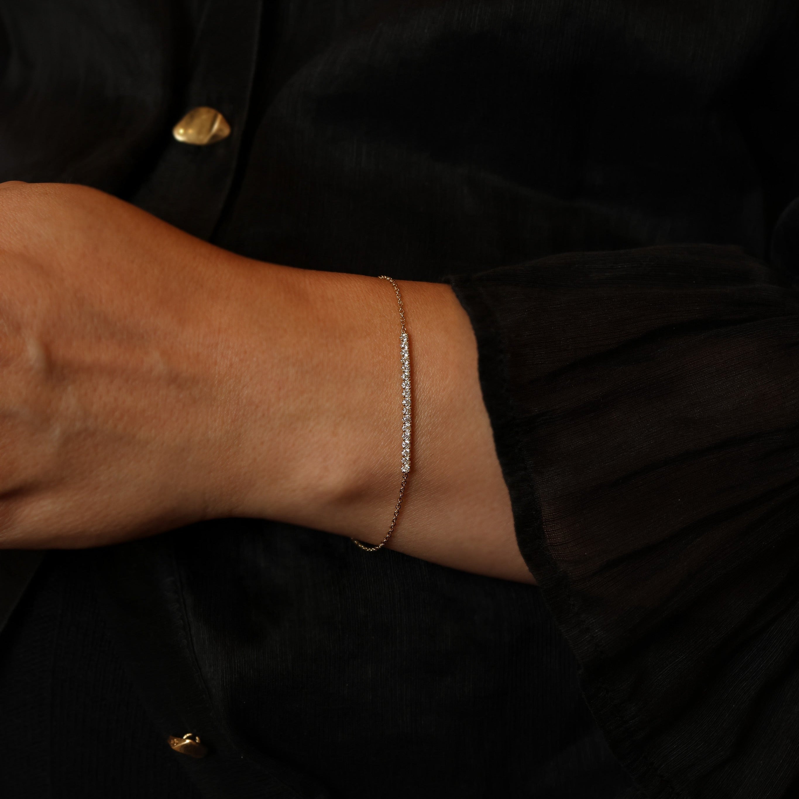 YELLOW GOLD DIAMOND BAR BRACELET