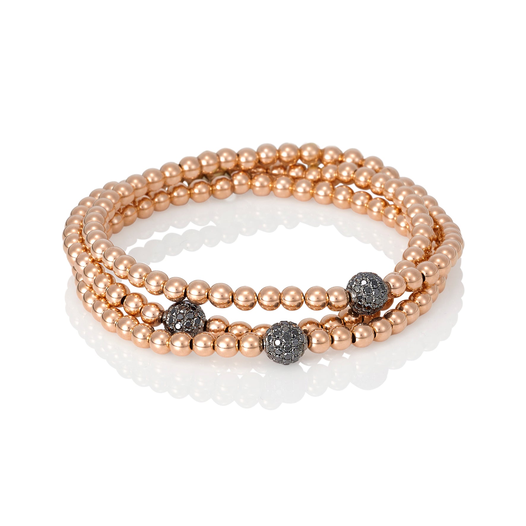 GOLD BEAD & BLACK DIAMOND BRACELET