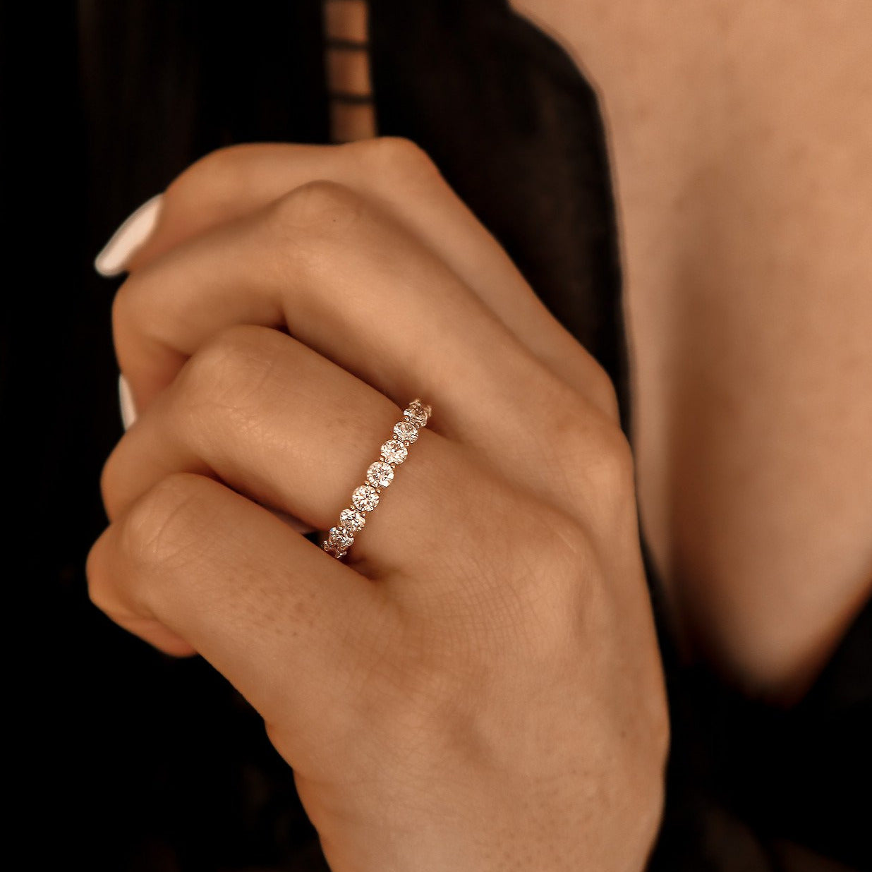 ROSE GOLD SHARED CLAW U-SHAPE DIAMOND RING 1.40ct